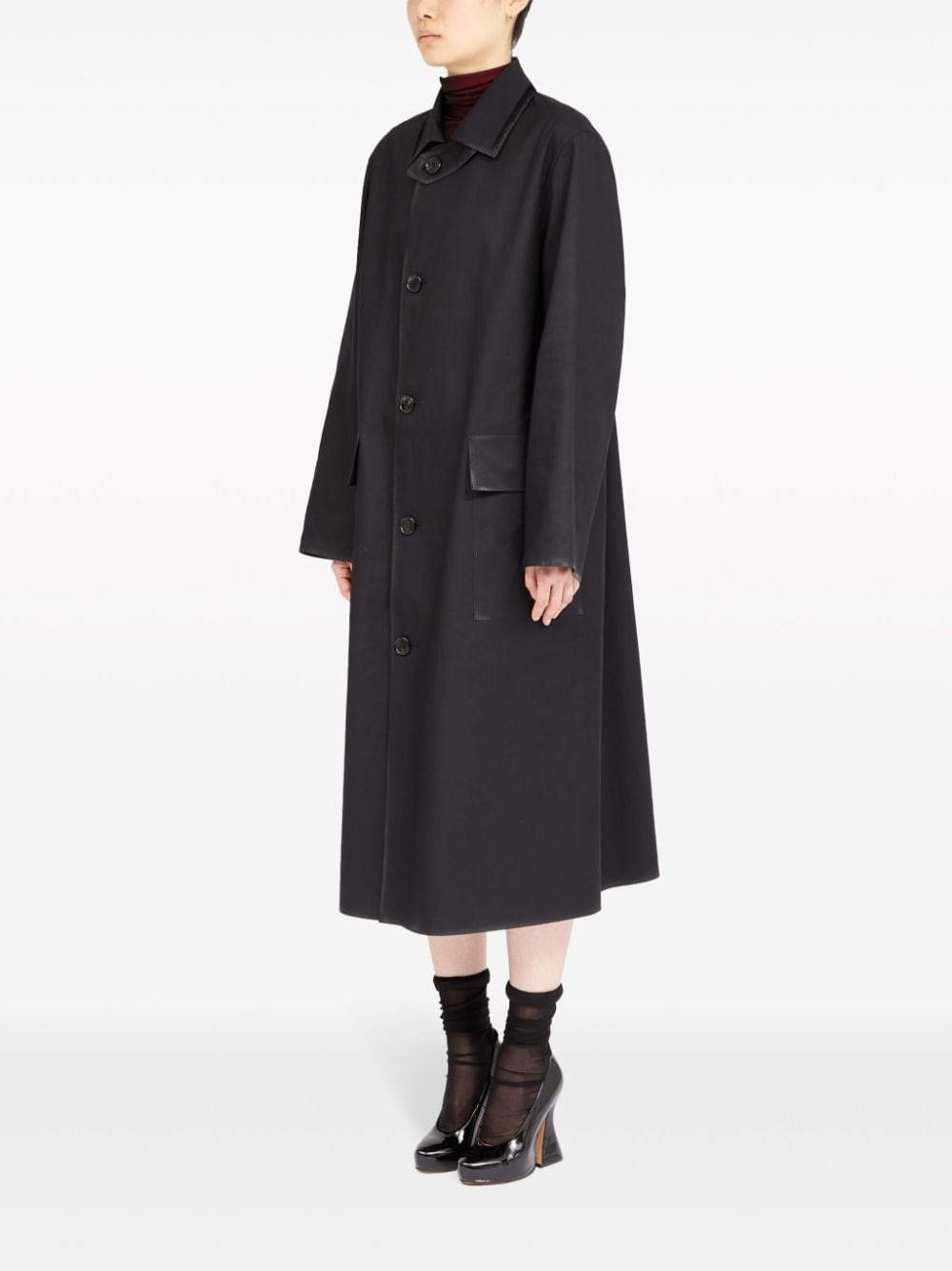 coated cotton single-breasted coat - 4