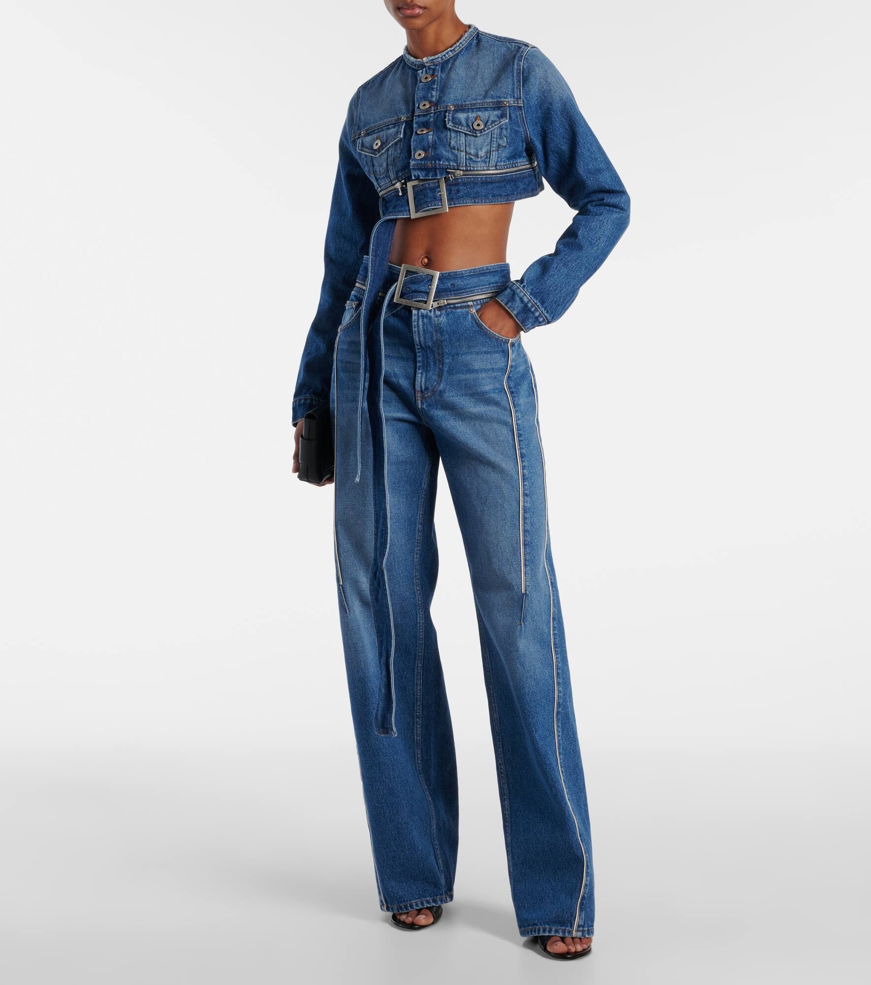Belted high-rise wide-leg jeans - 8
