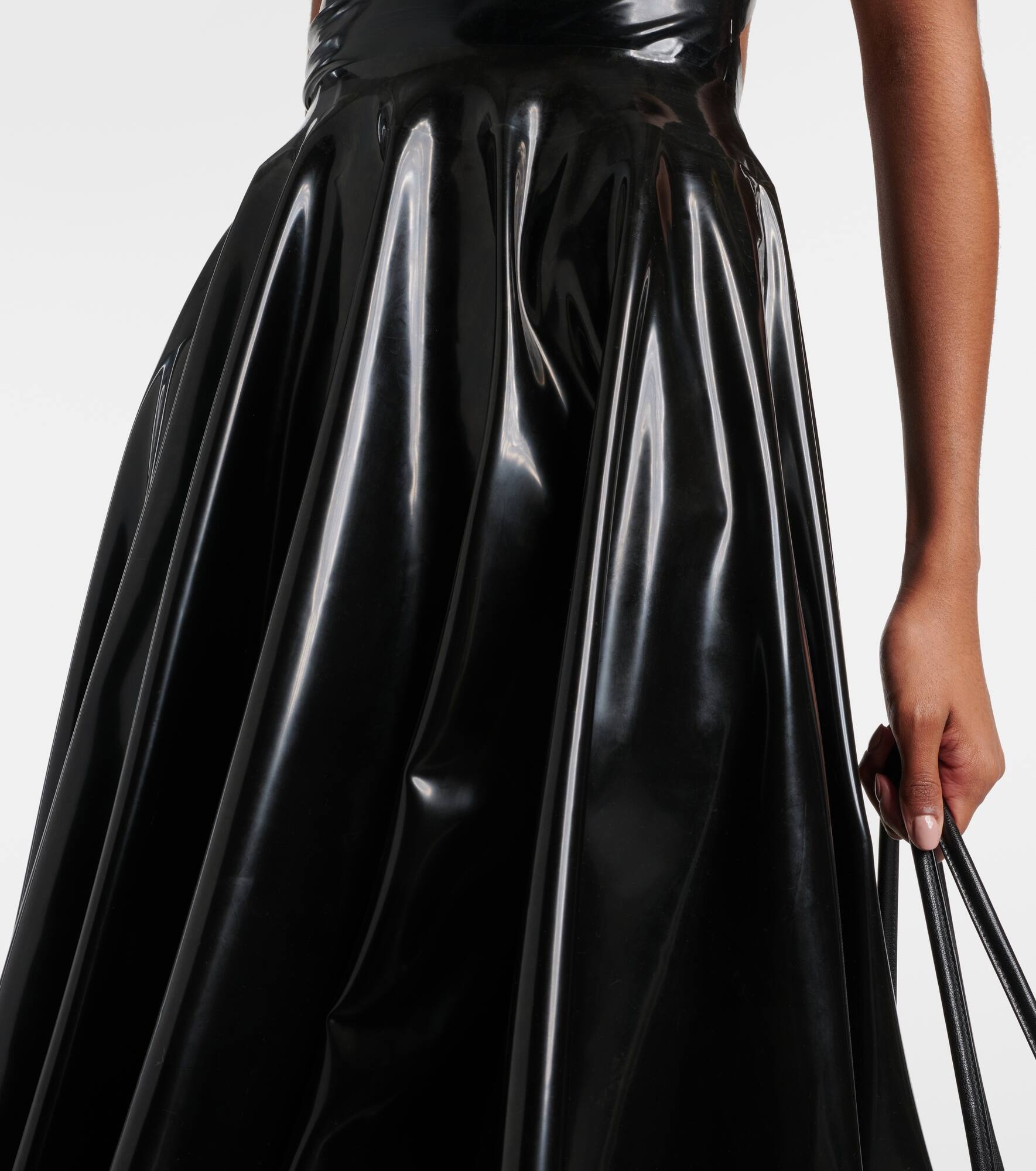 ALAIA★BLACK VISCOSE SKIRT Alaia Black Thick Velour Full Circle Mini Skirt - USA 8/10