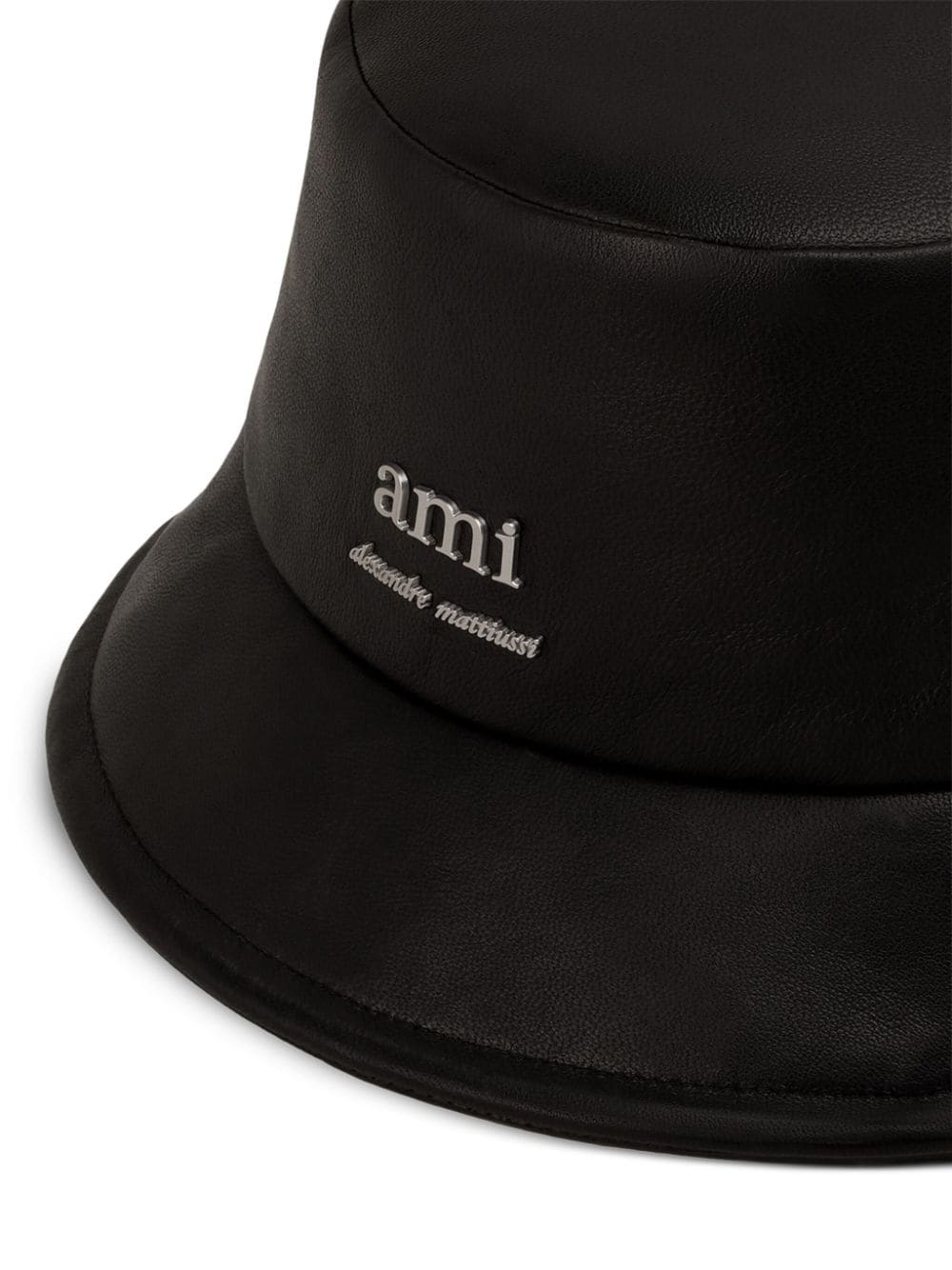 logo-plaque leather bucket hat - 4