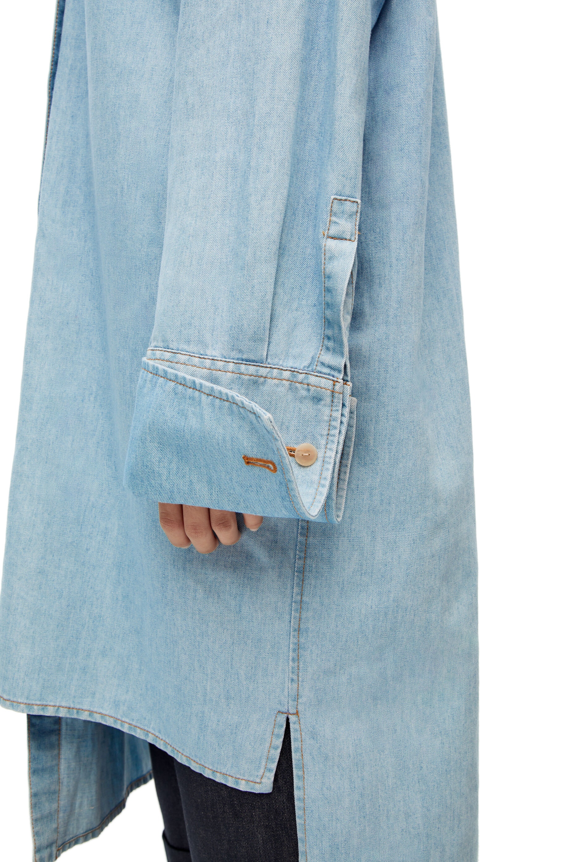 Asymmetric shirt dress in cotton blend denim - 5