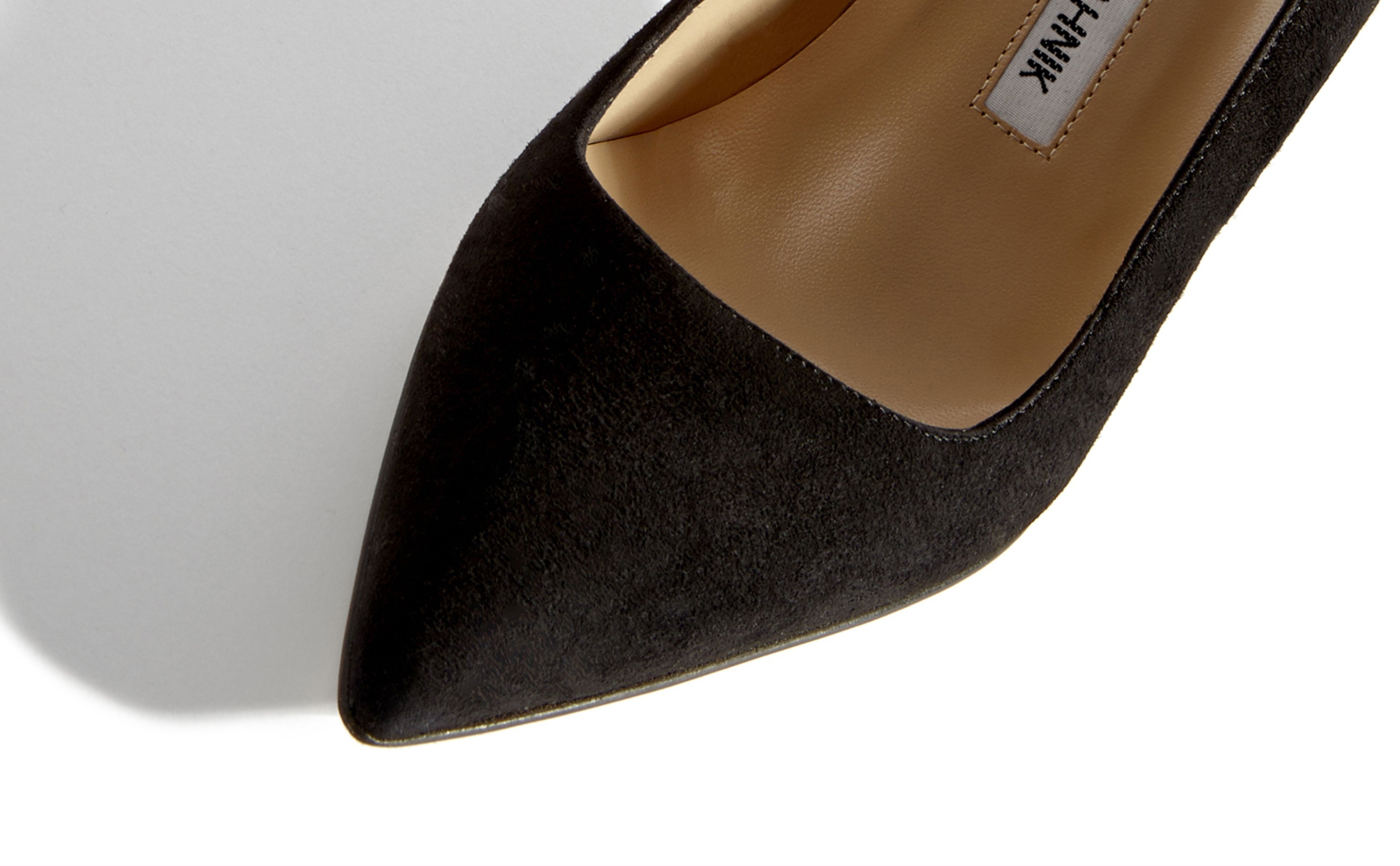 Black Suede Pointed Toe Pumps - 4
