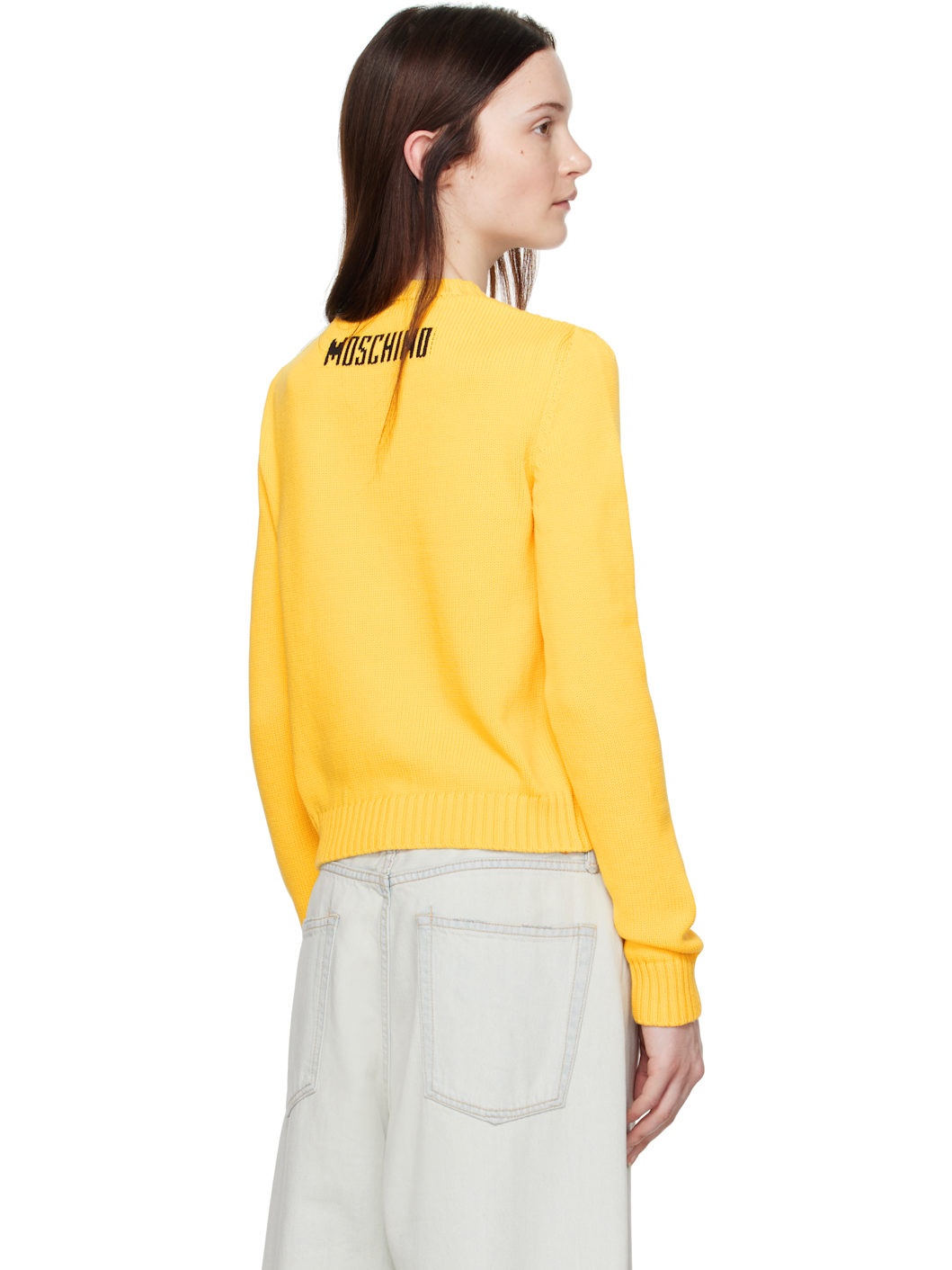 Yellow Cotton Blend Pullover Smiley Sweater - 3