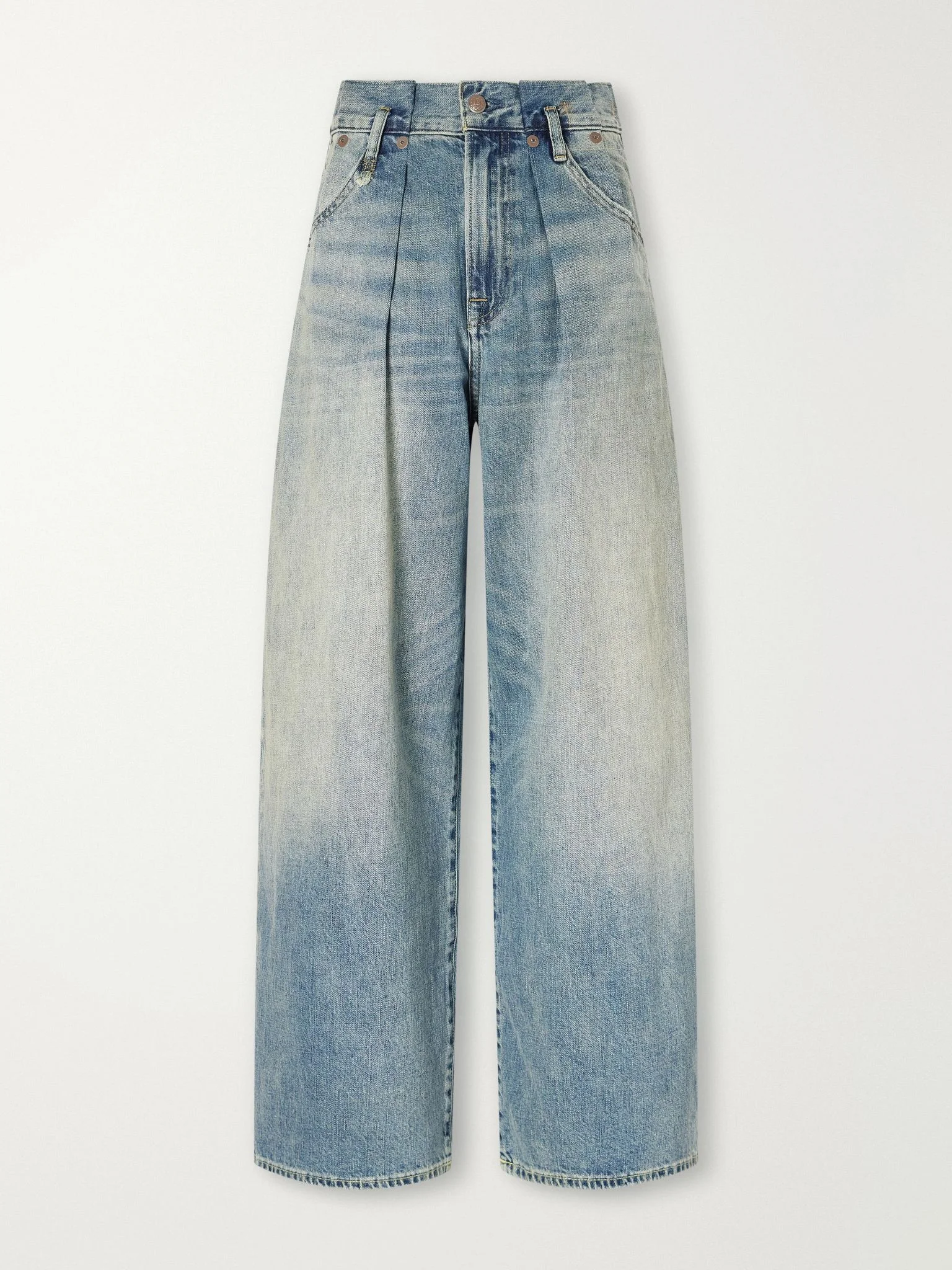 Pleated Waistband low-rise wide-leg jeans Blue - 1