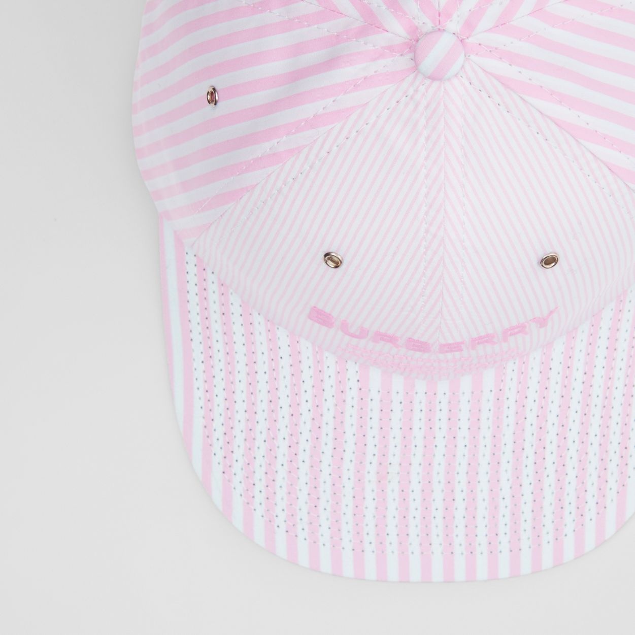 Horseferry Motif Striped Cotton Baseball Cap - 7