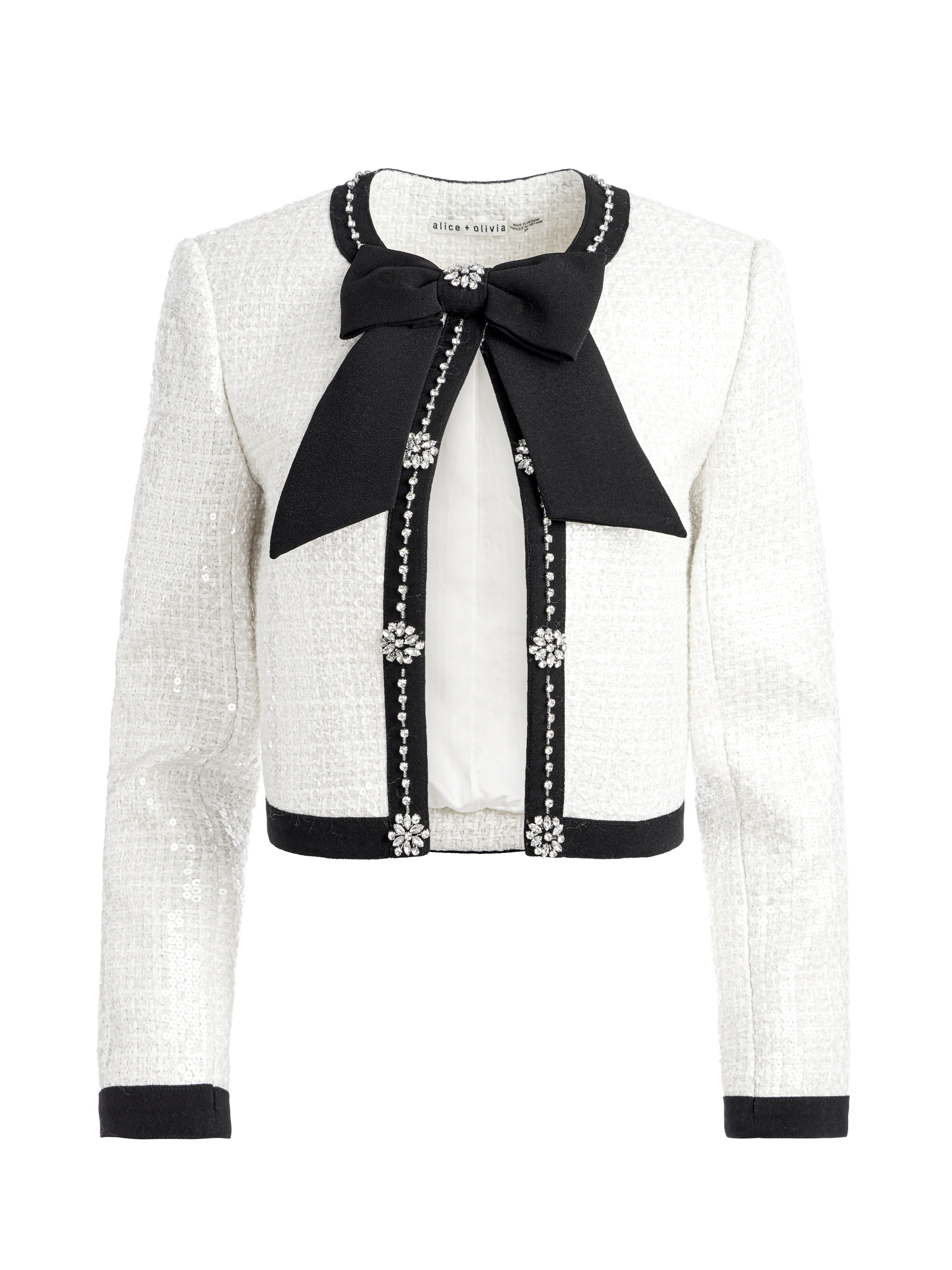 GWYNETH EMBELLISHED CROPPED BOW JACKET - 1