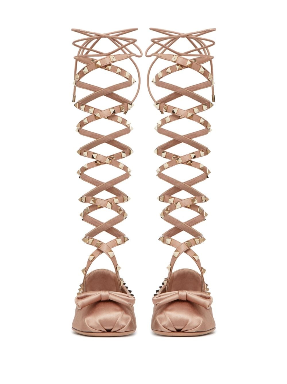 Rockstud strappy satin ballerina - 4