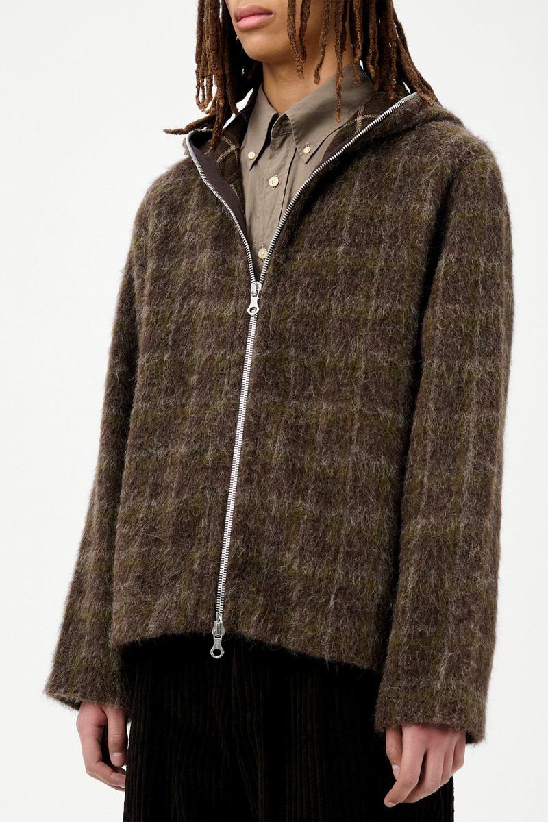 Full Zip Hood Dorf Check Hairy Wool 4