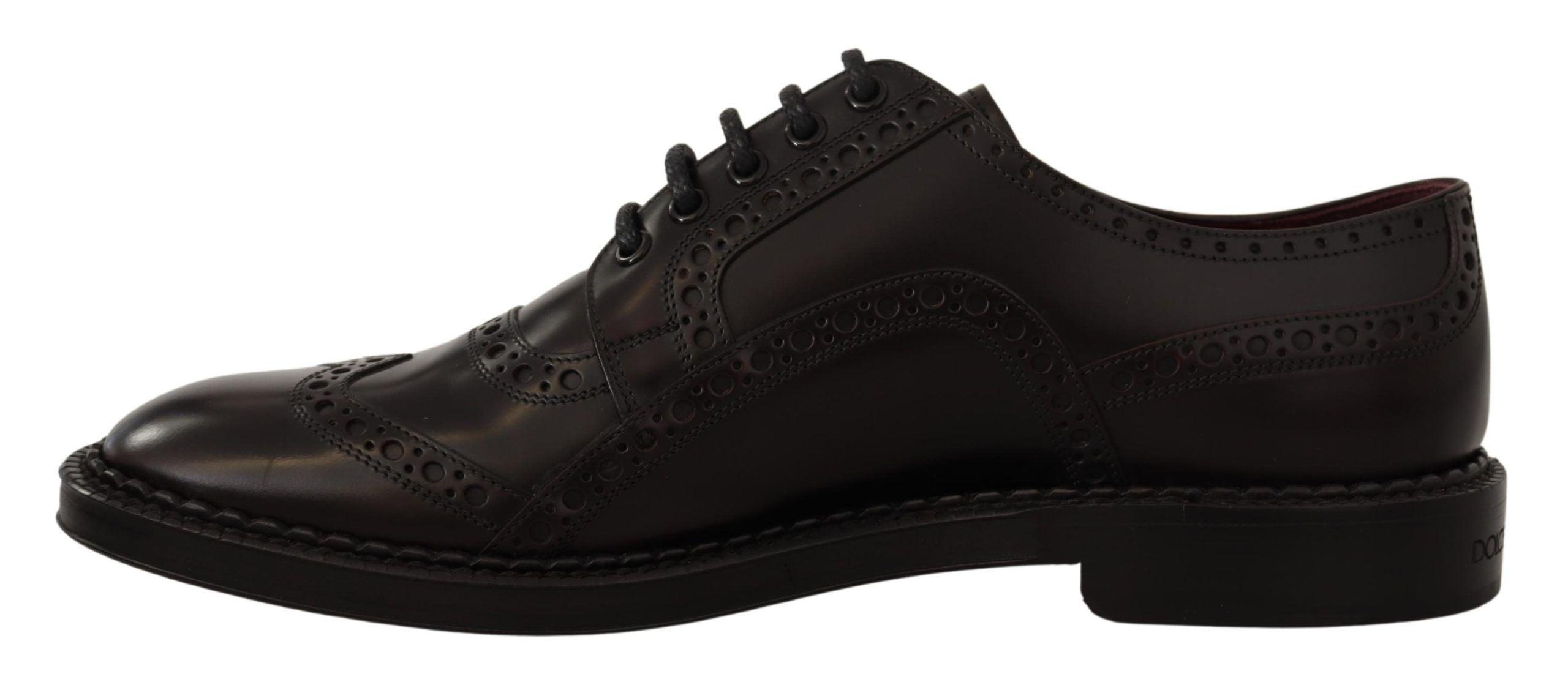 Dolce & Gabbana Purple Leather Oxford Wingtip Formal Shoes - 4