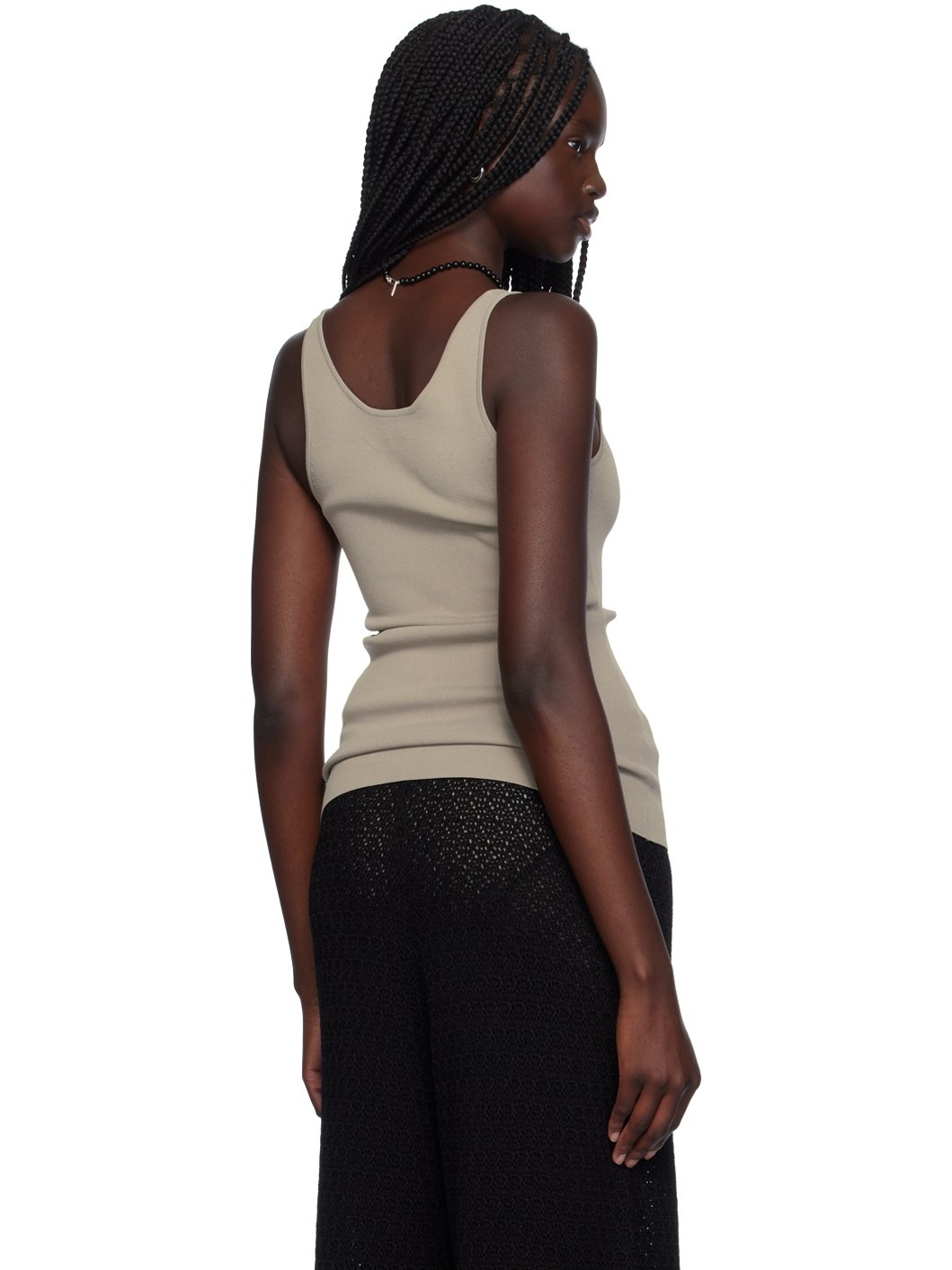 Taupe Scoop Neck Tank Top - 3