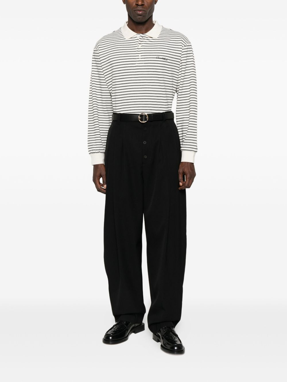 striped long-sleeve polo shirt - 3