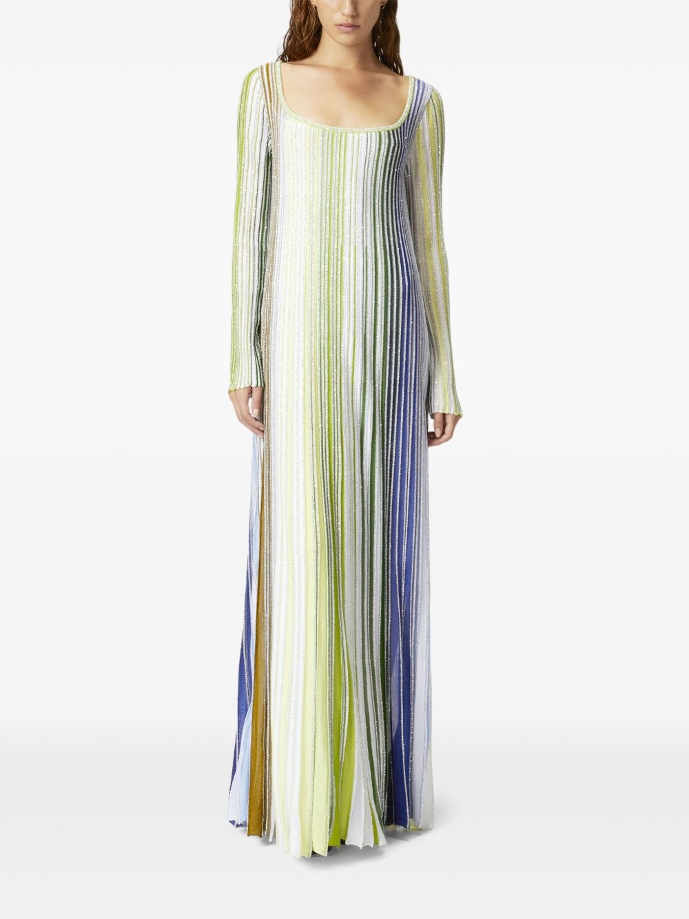 striped long-sleeved dress - 2