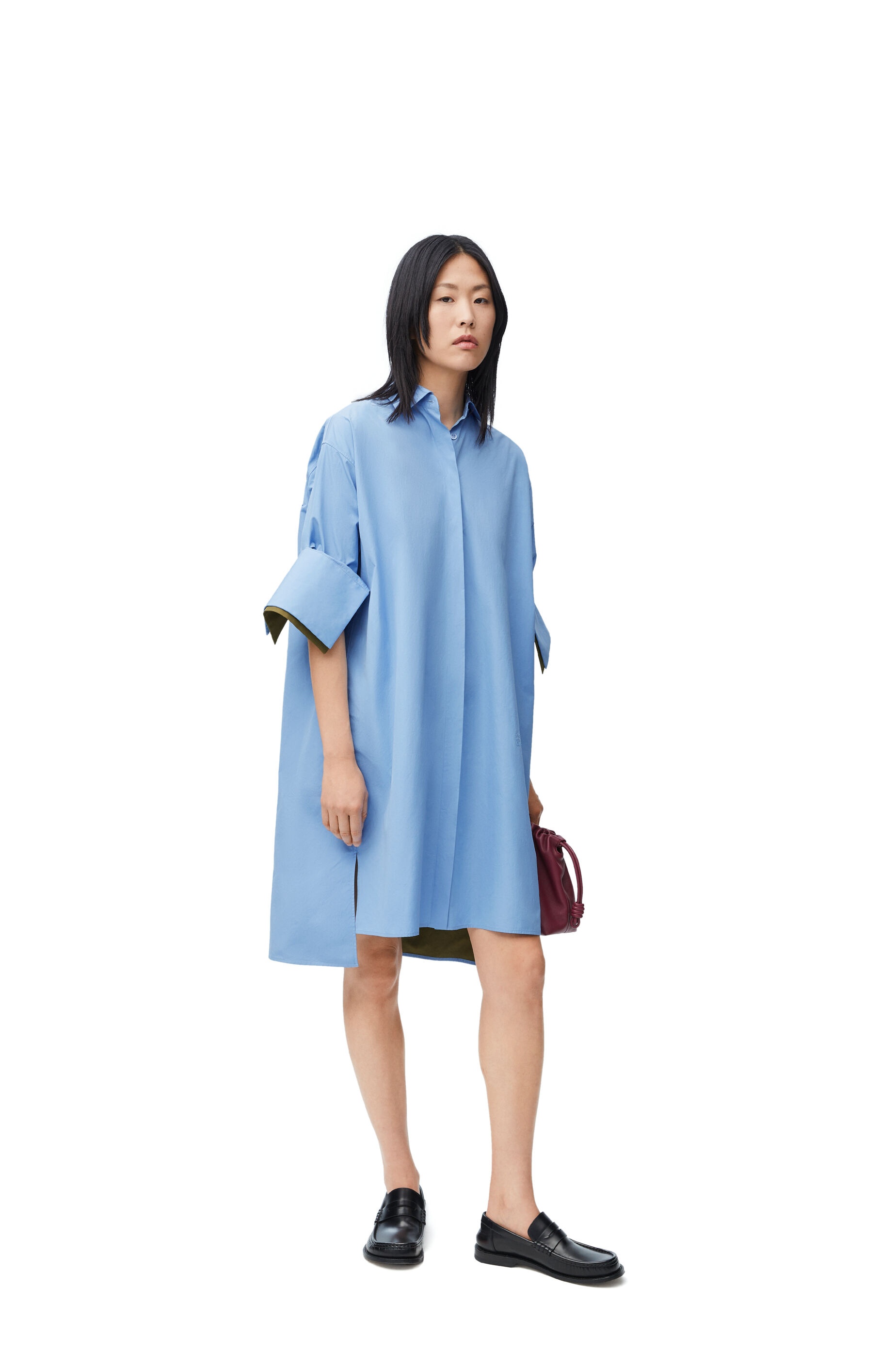 Turn-up shirt dress in cotton - 2