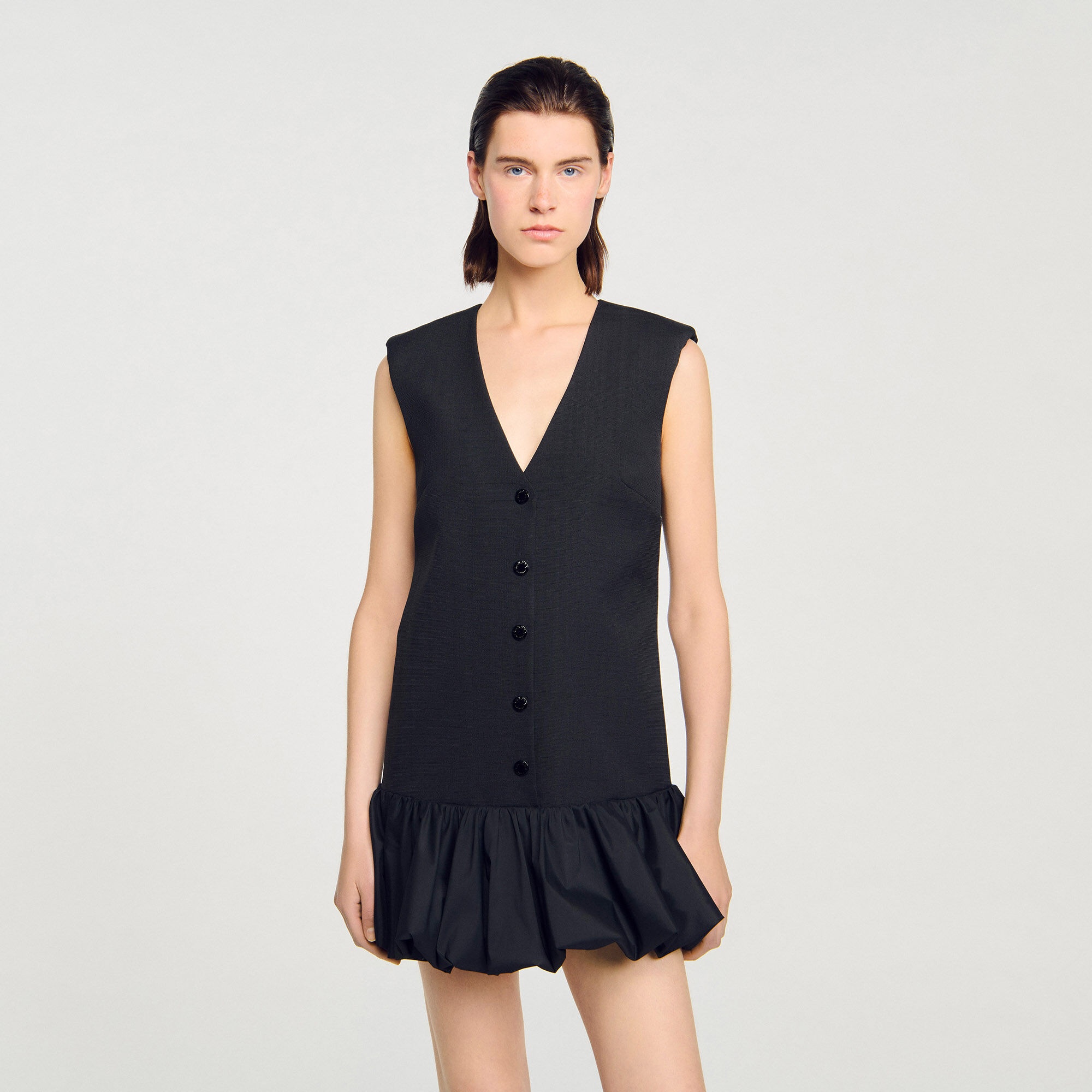 MINI TAILORED DRESS WITH RUFFLE - 4