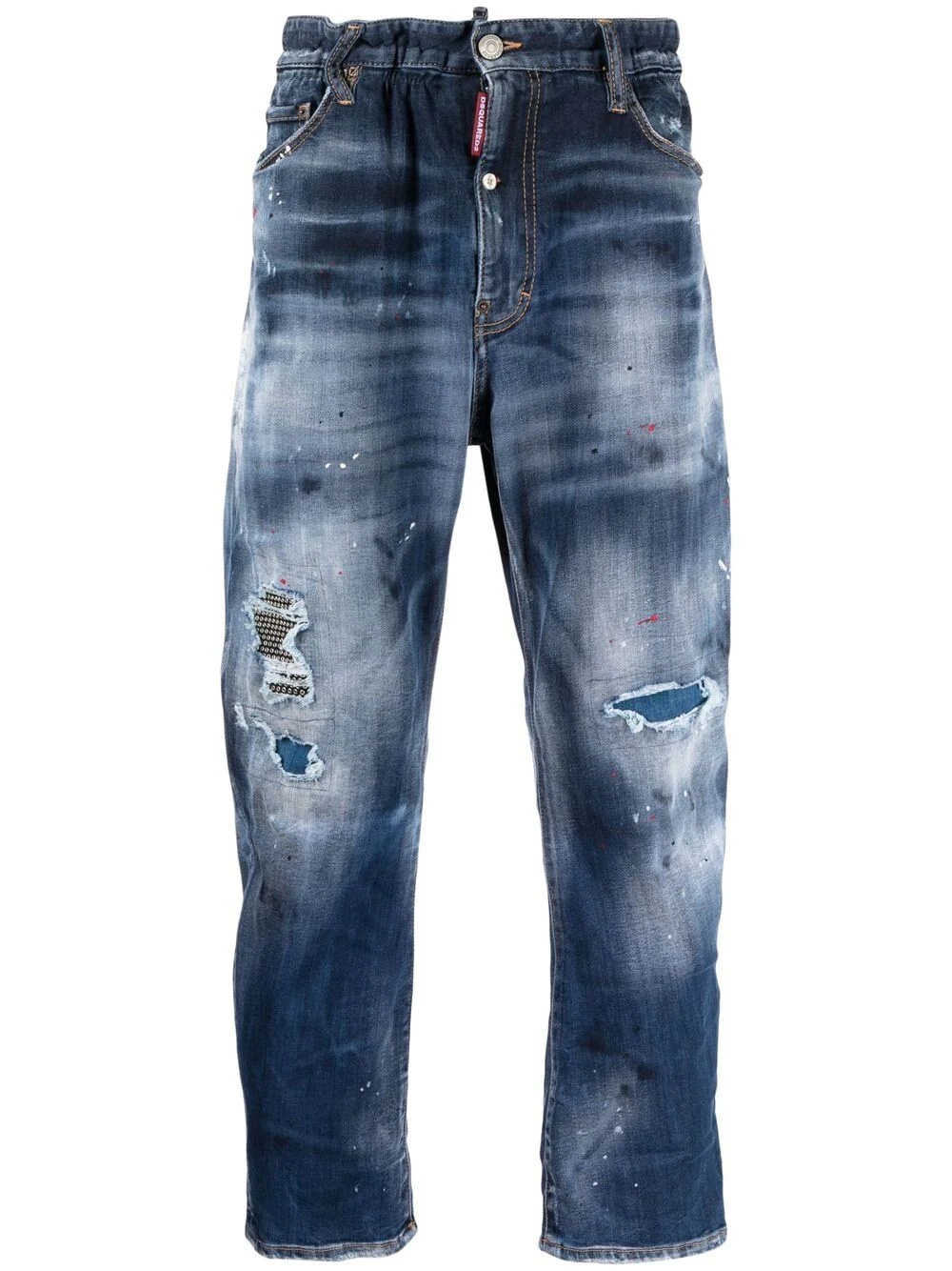 mid-rise distressed straight-leg jeans - 1