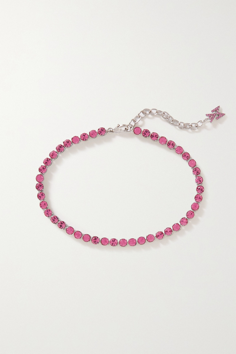 Amina Muaddi Silver-tone crystal anklet outlook