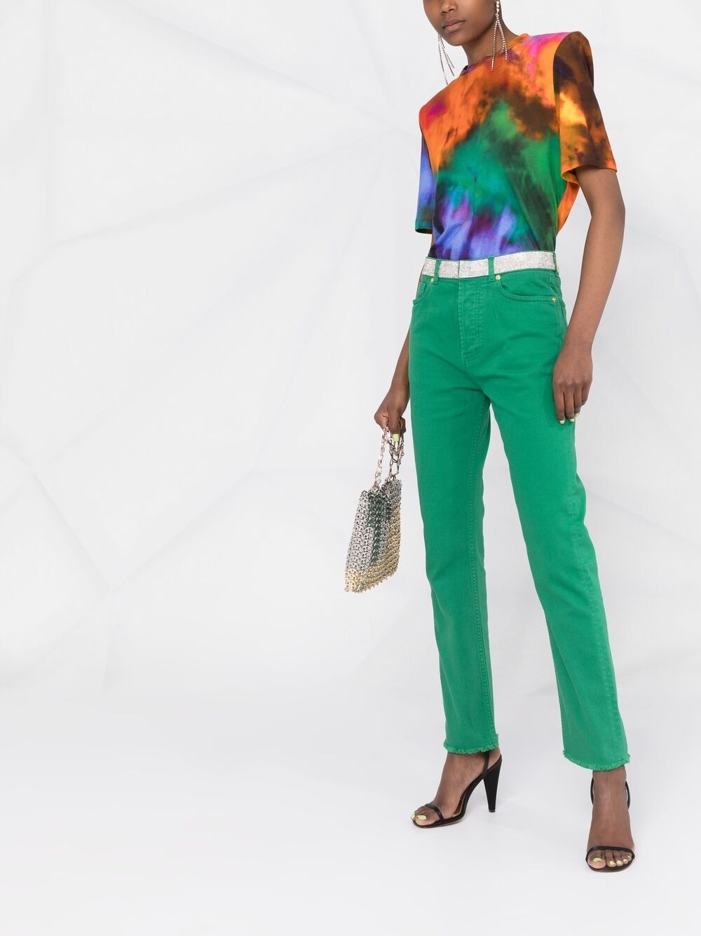 embellished-band jeans - 6