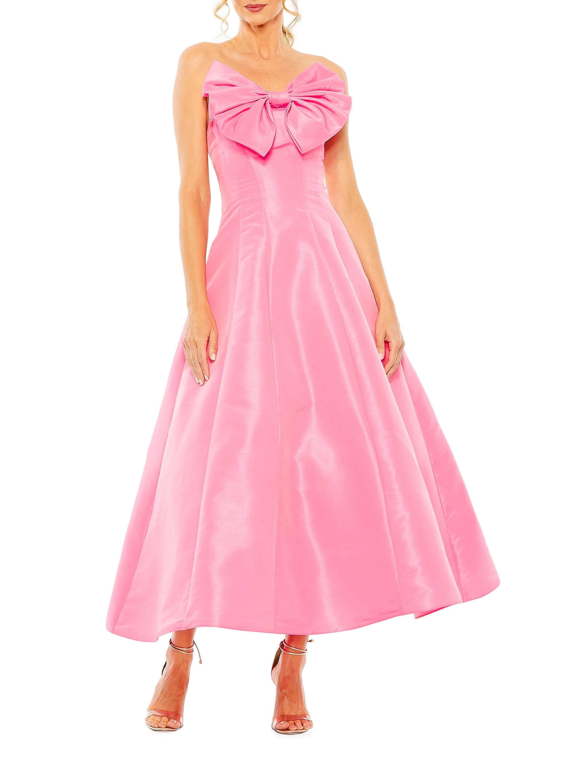Women's Cocktail Bow Strapless Ballgown - Candy Pink - 1