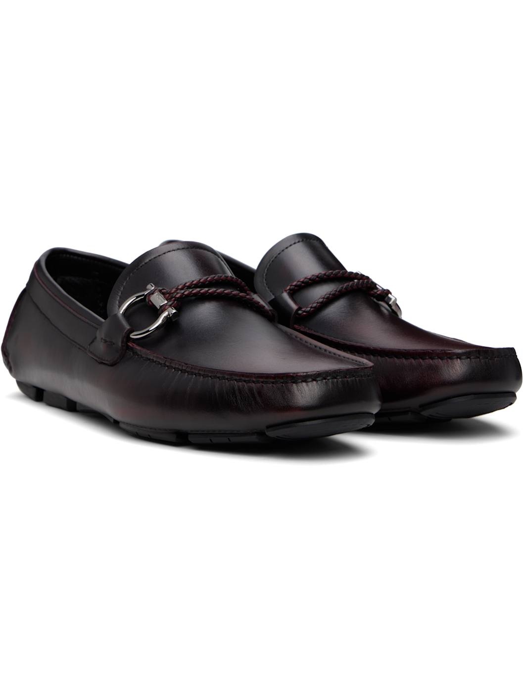 Burgundy Gancini Ornament Driver Loafers - 4