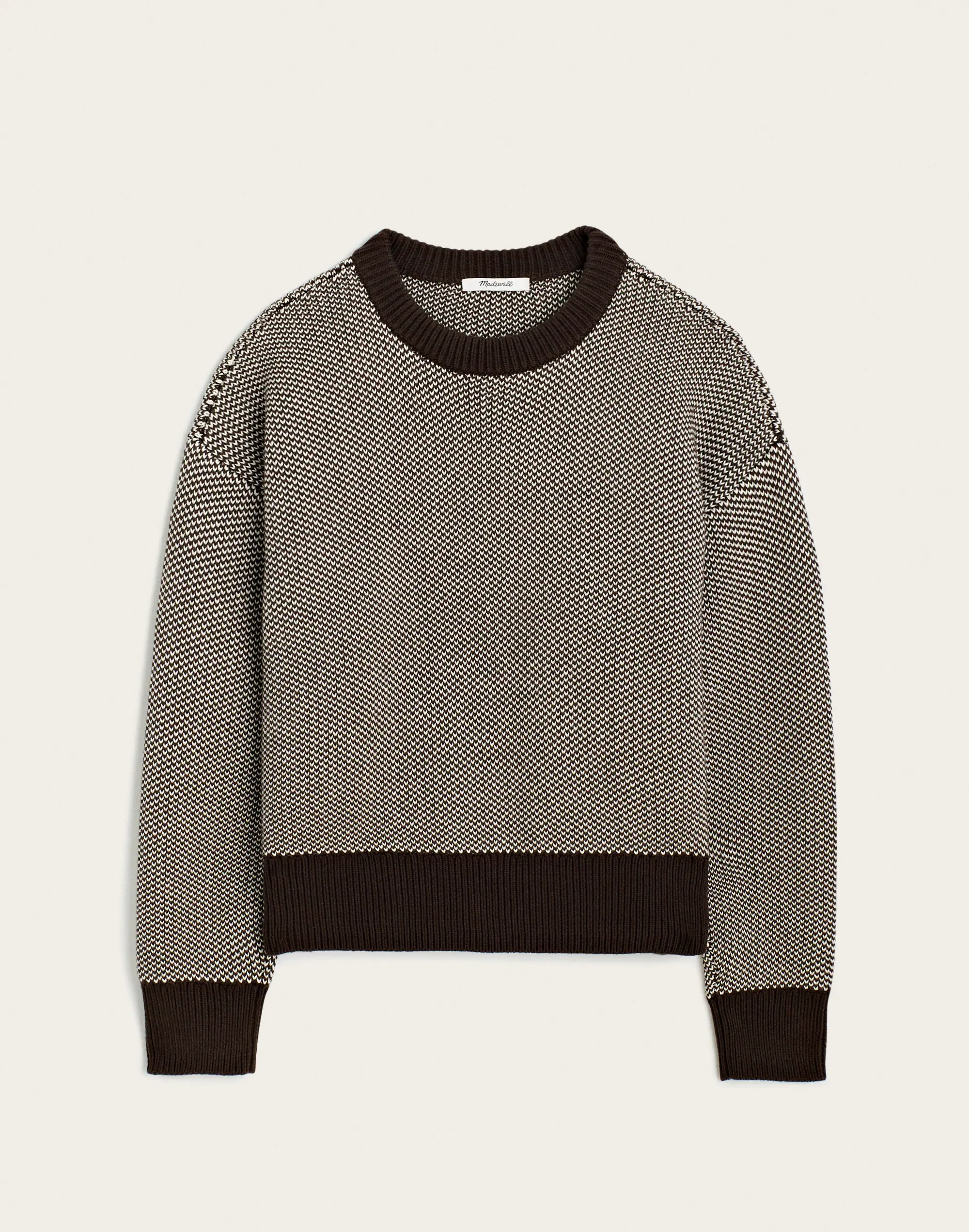 Textured-Stitch Crewneck Sweater in 100% Cotton - 1