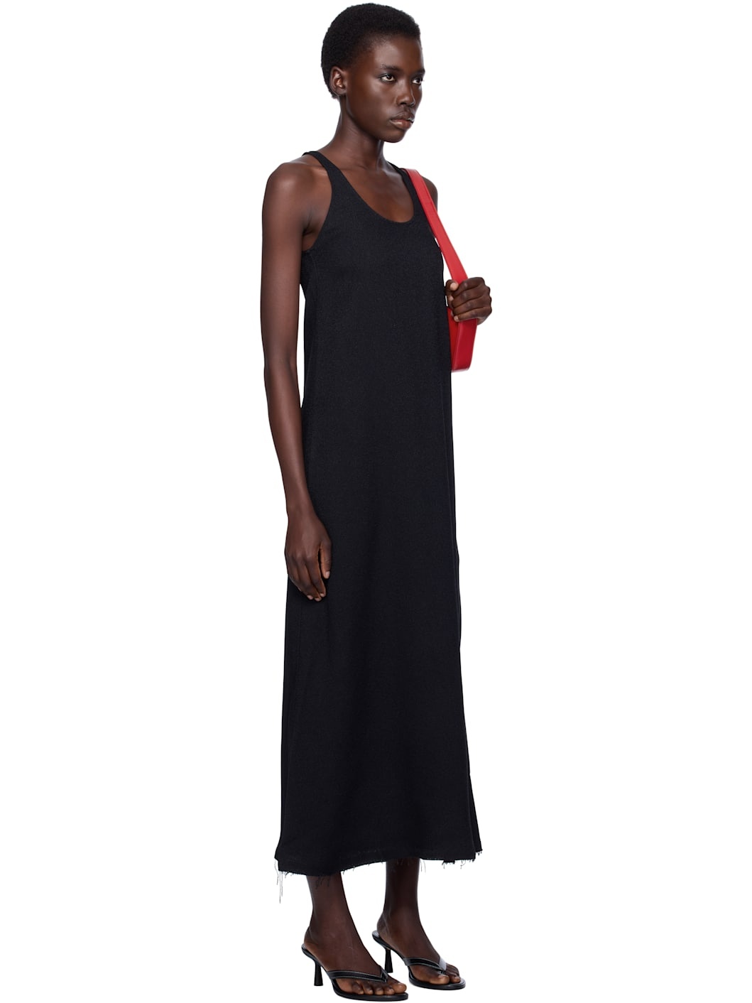 Black Scoop-Neck Sablé Midi Dress - 2