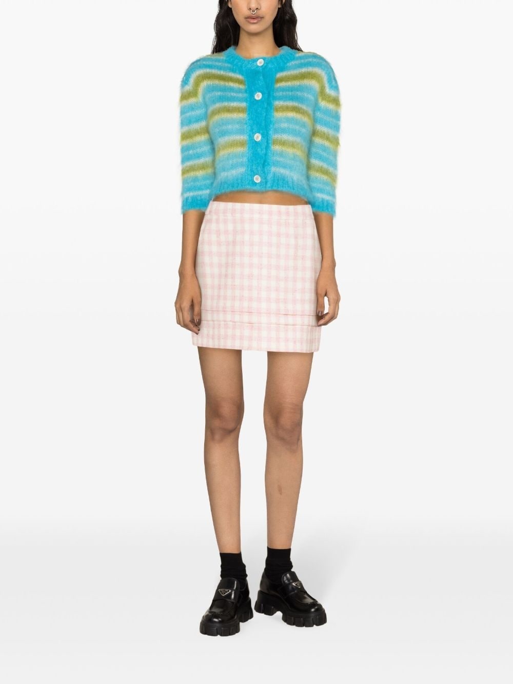 brushed striped cardigan - 2