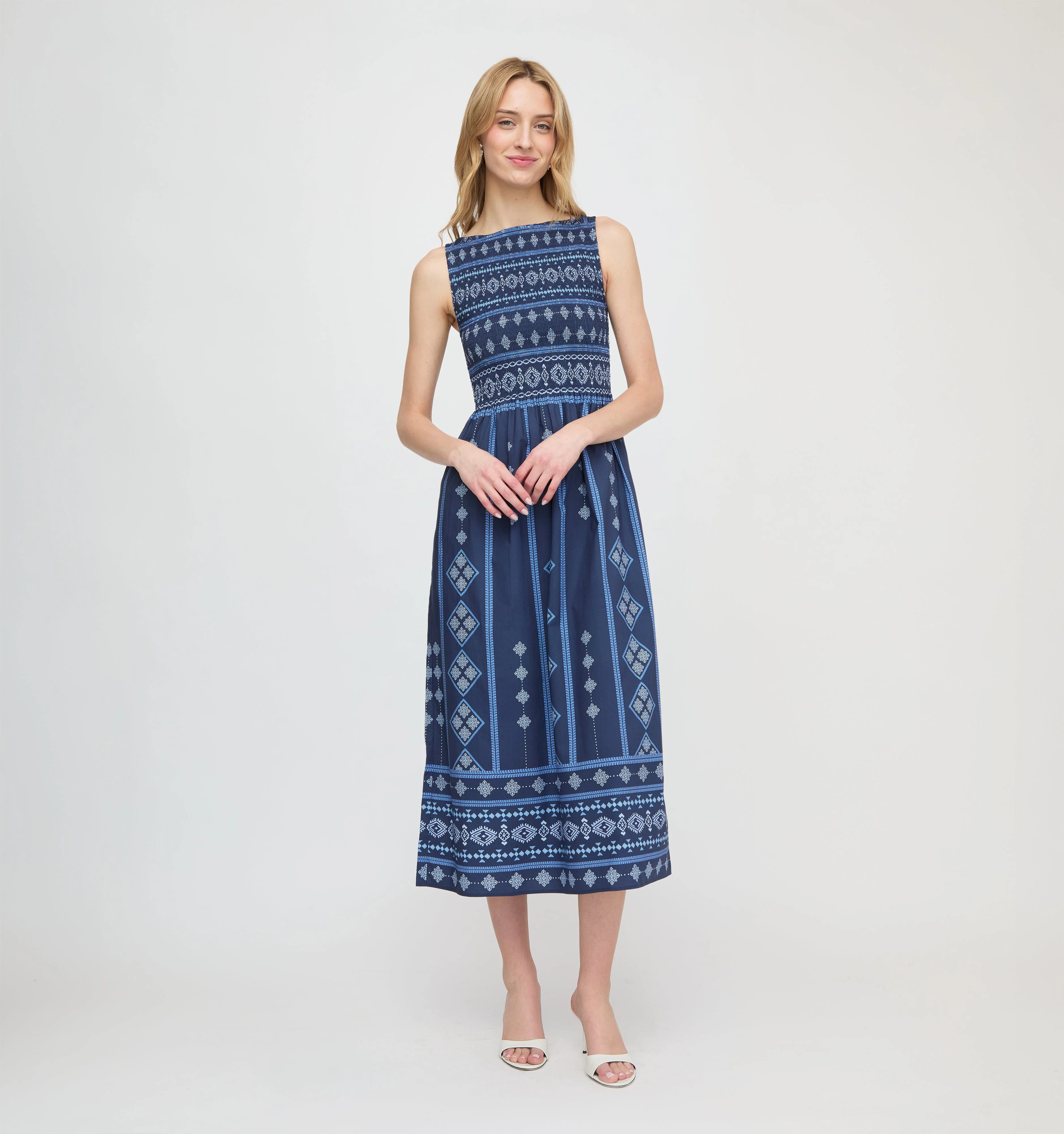 The Cosima Nap Dress - Navy Diamond Batik - 1