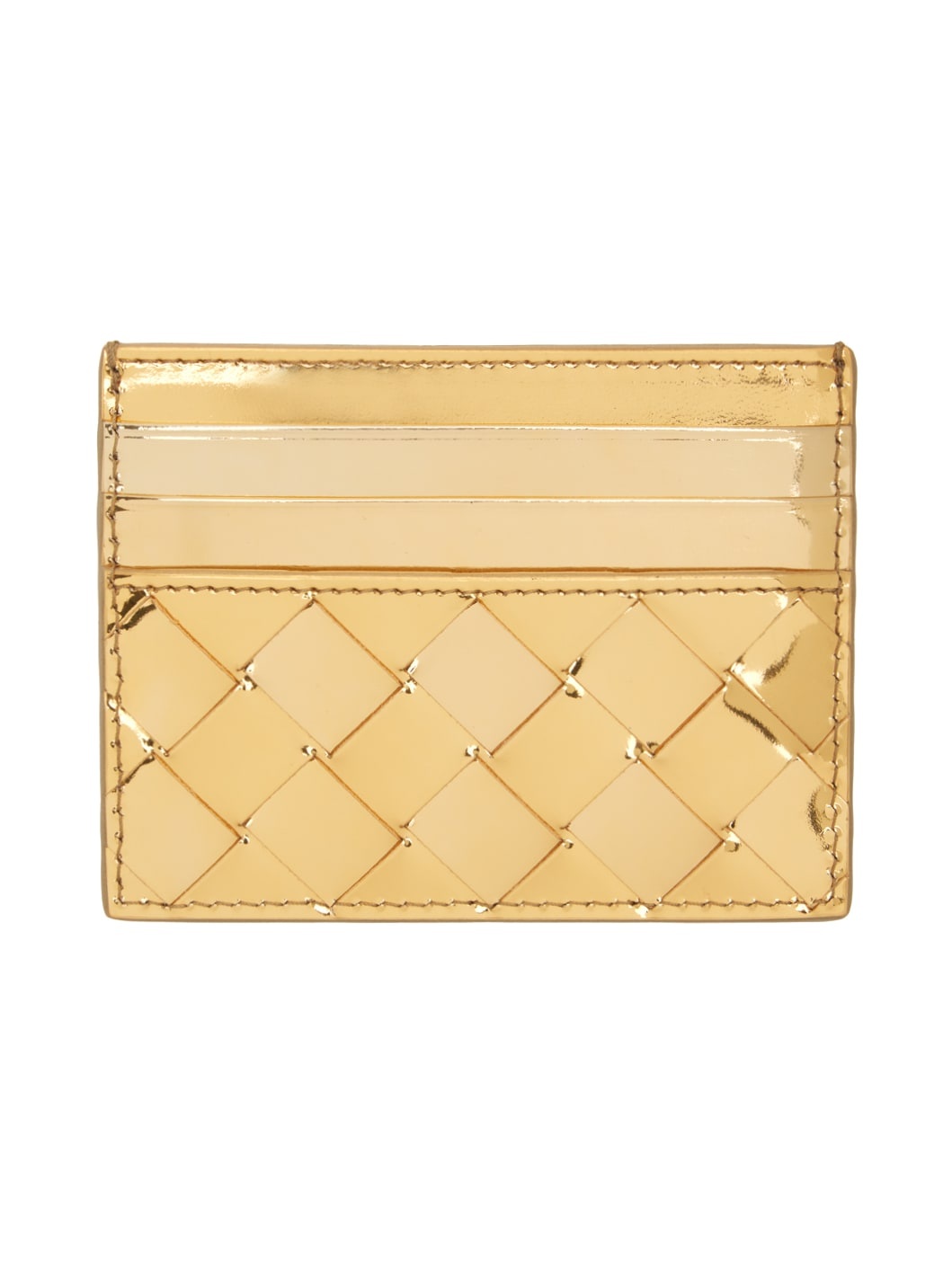 Gold Intrecciato Card Holder - 1