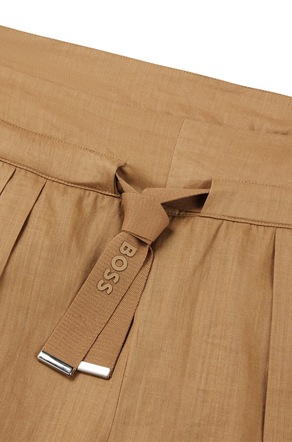 REGULAR-FIT PAPERBAG SHORTS IN RAMIE CANVAS - 6