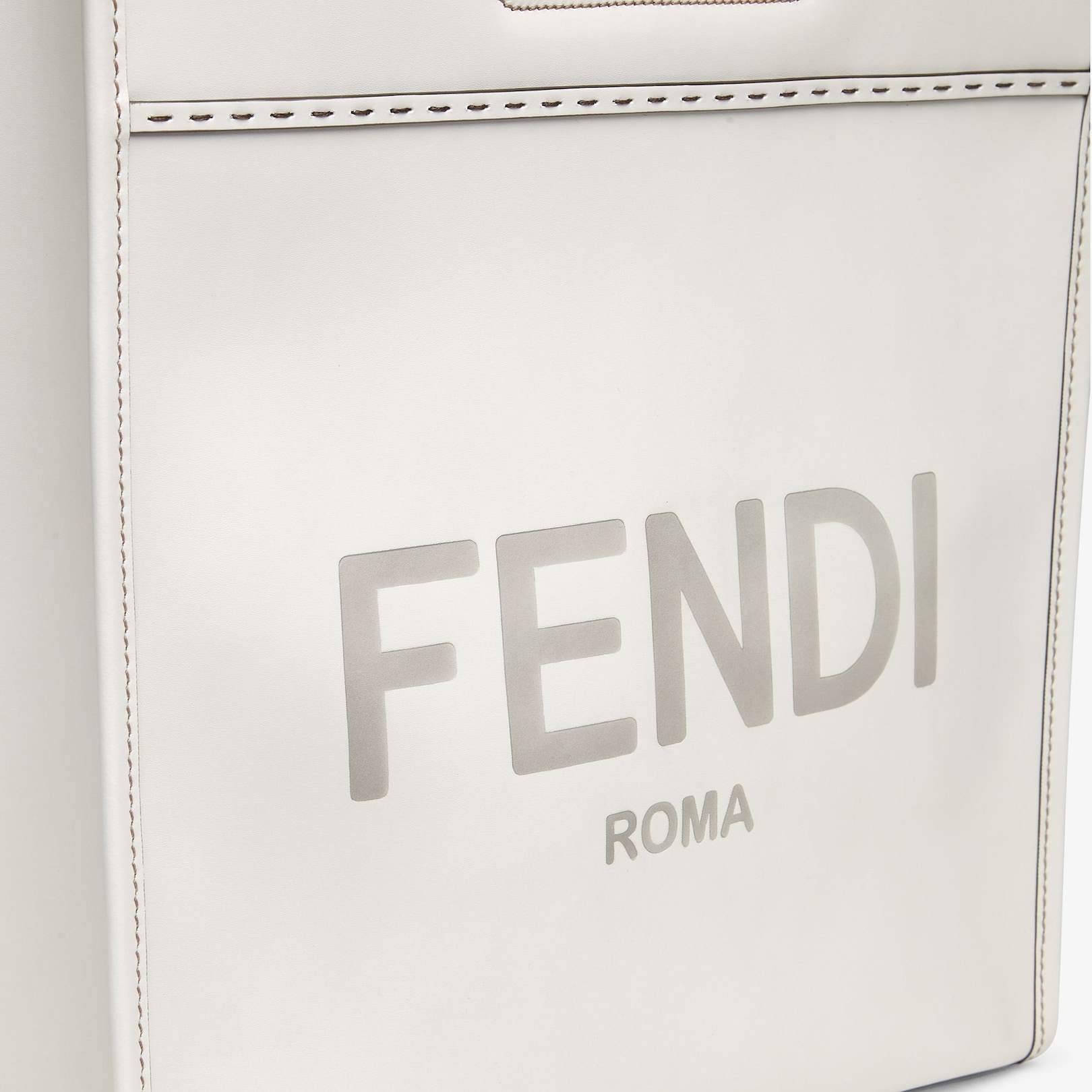 Light gray leather shopper - 6