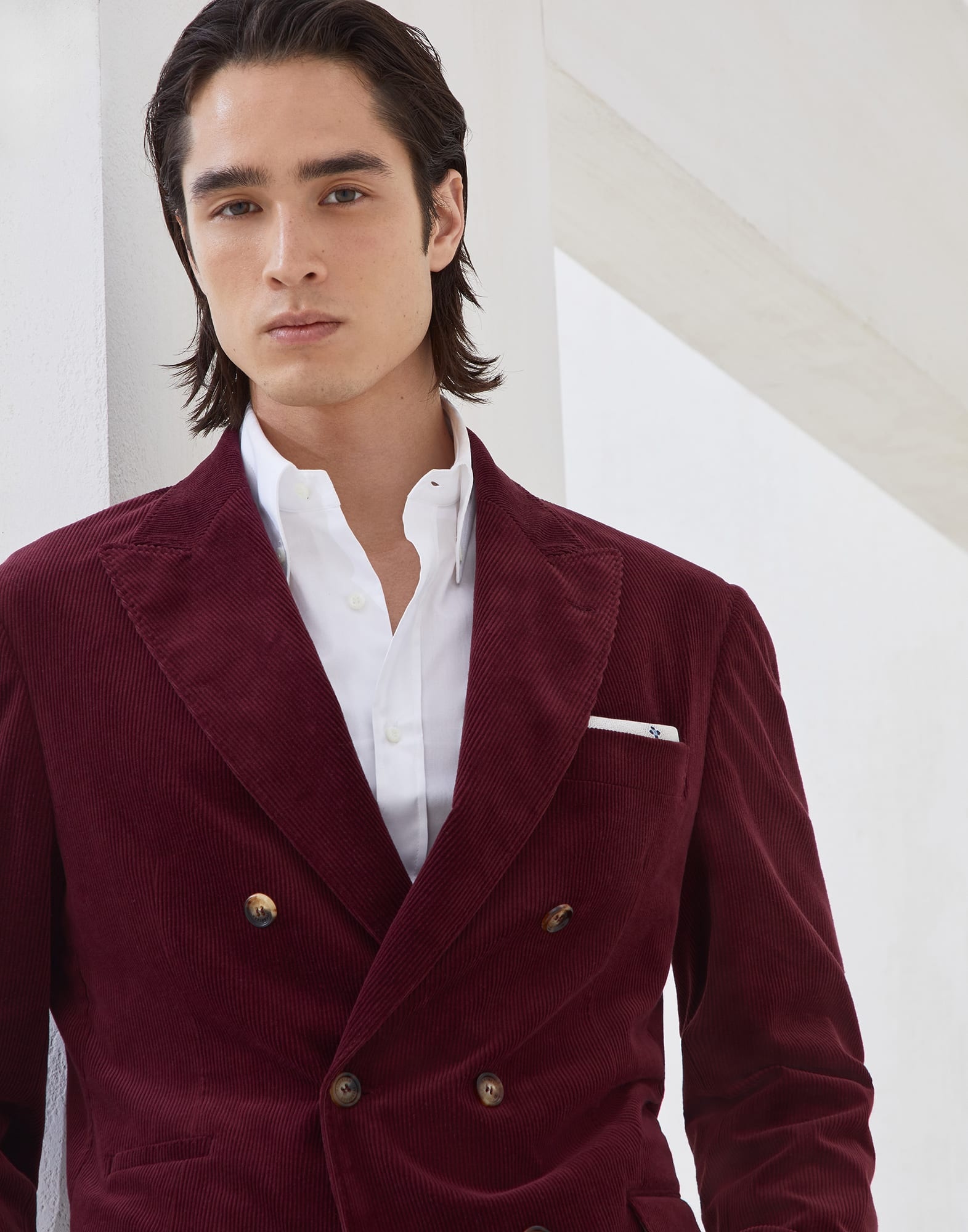 Comfort cotton and cashmere corduroy one-and-a-half breasted deconstructed blazer - 3