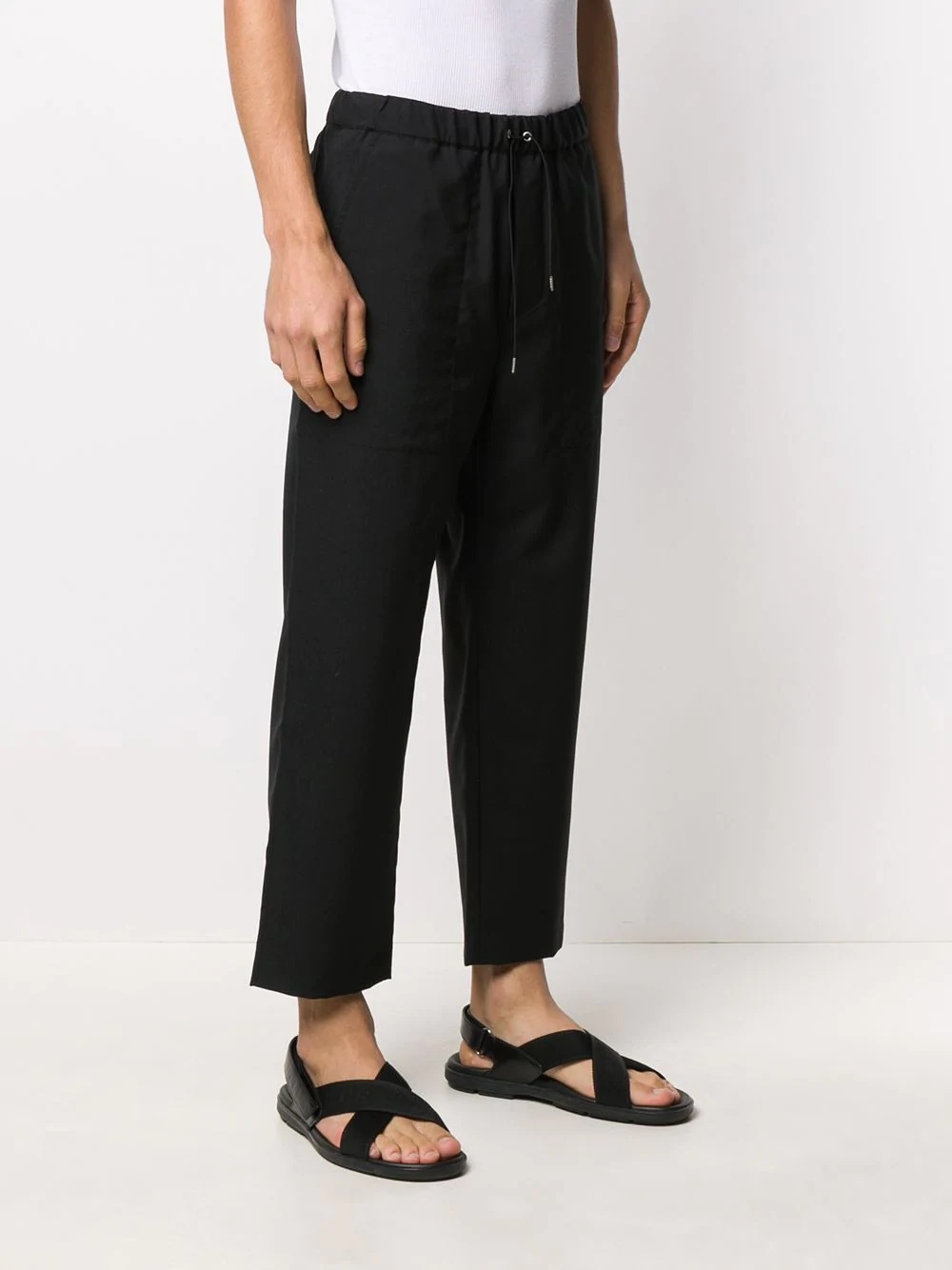 high-rise drawstring cropped trousers - 3