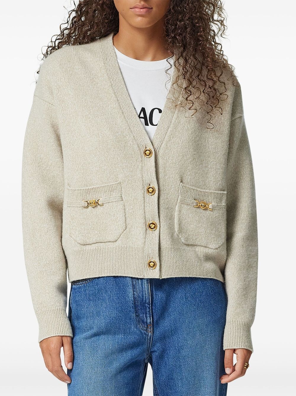 Medusa--plaque detailing cardigan - 3