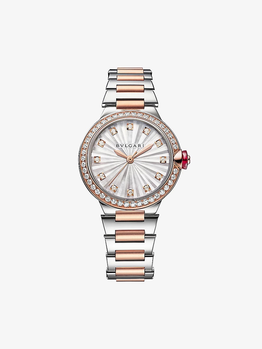 RE00010 Lvcea 18ct rose-gold, stainless-steel, 1.3000ct brilliant-cut diamond and mother-of-pearl au - 1