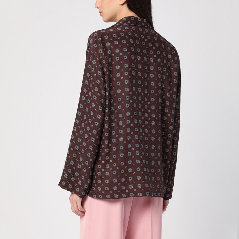 Moschino Brown Silk Patterned Shirt Women - 2