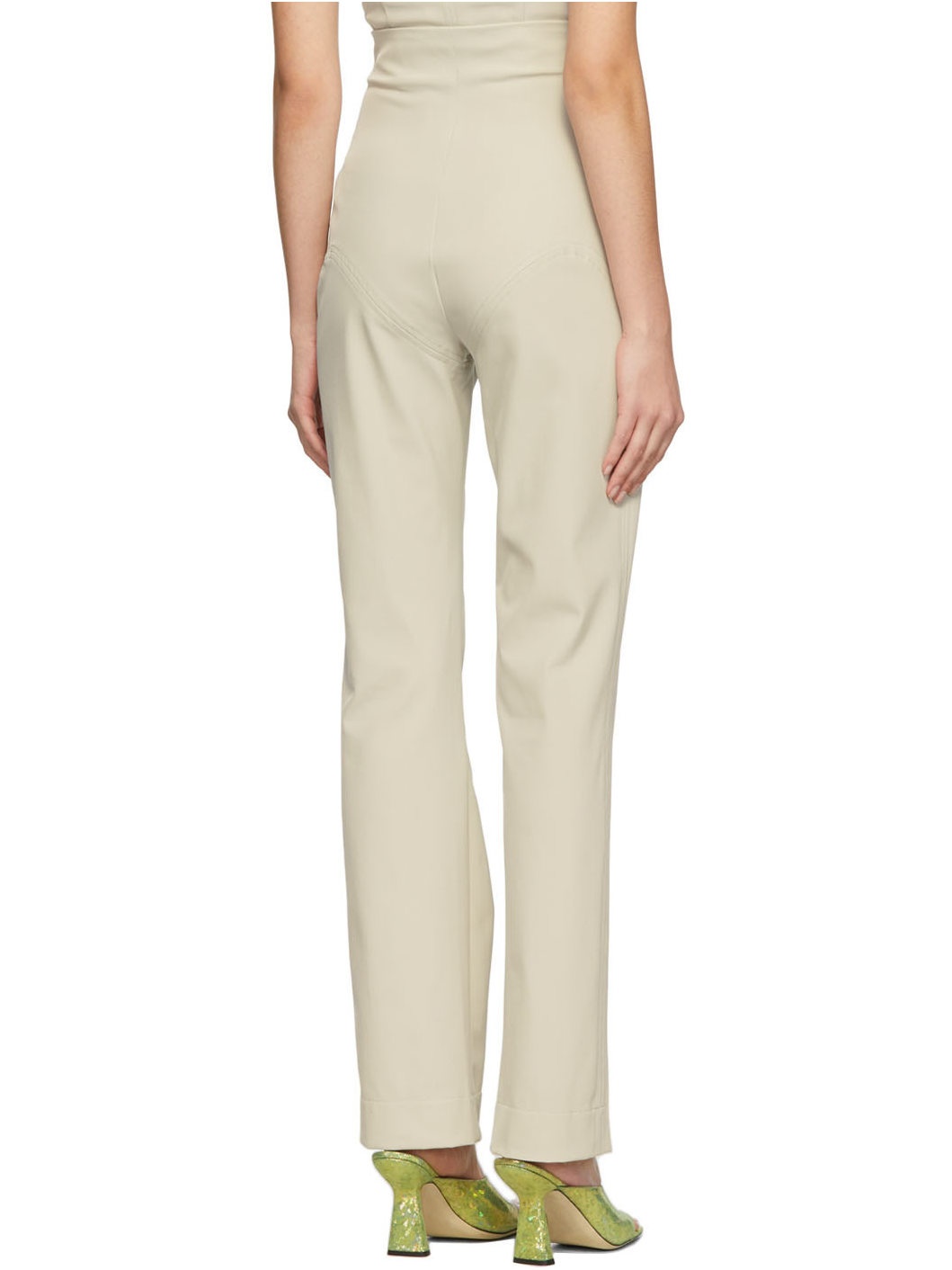 Beige Bootleg Pants - 3