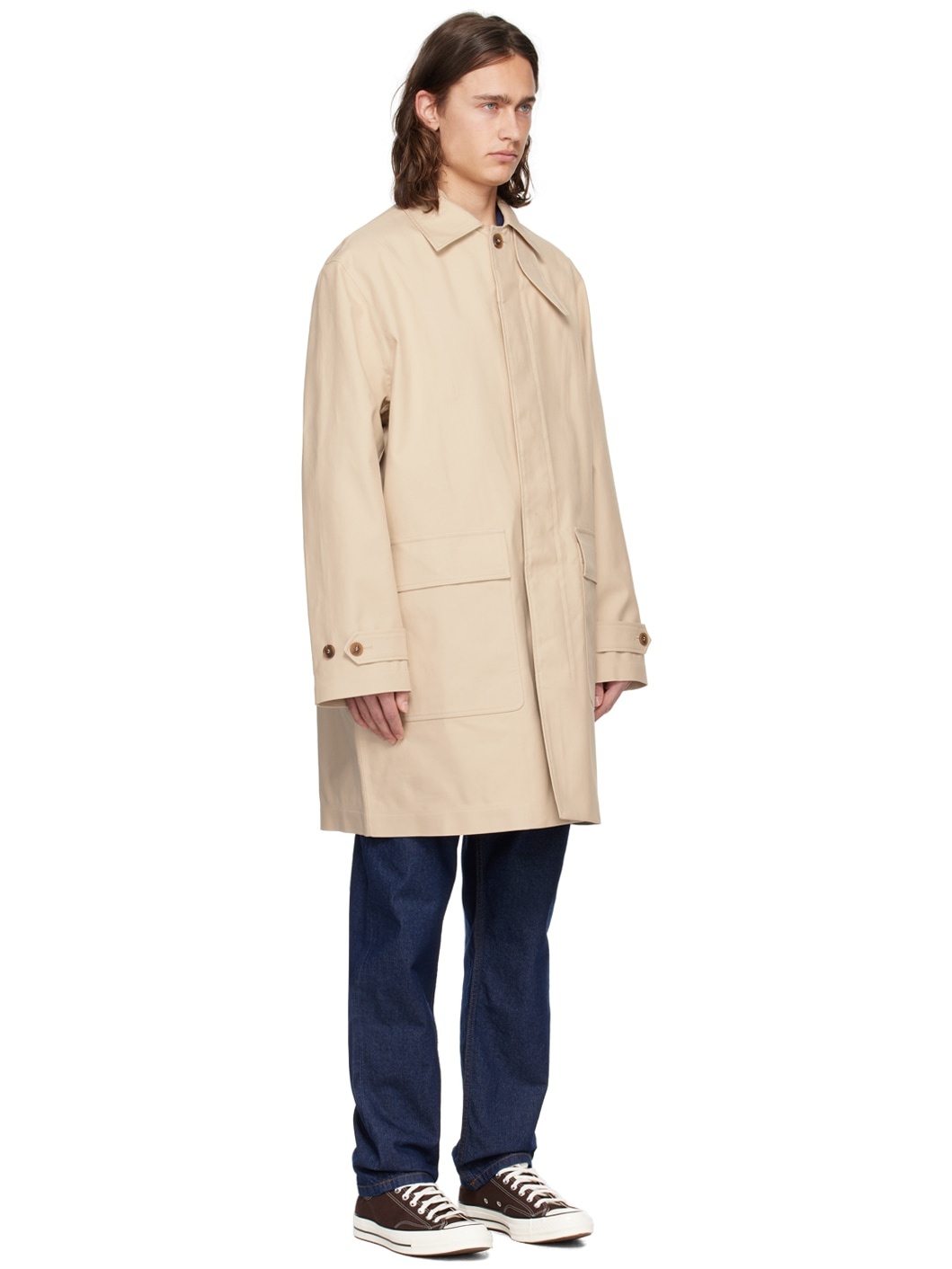 Beige Button Coat - 2