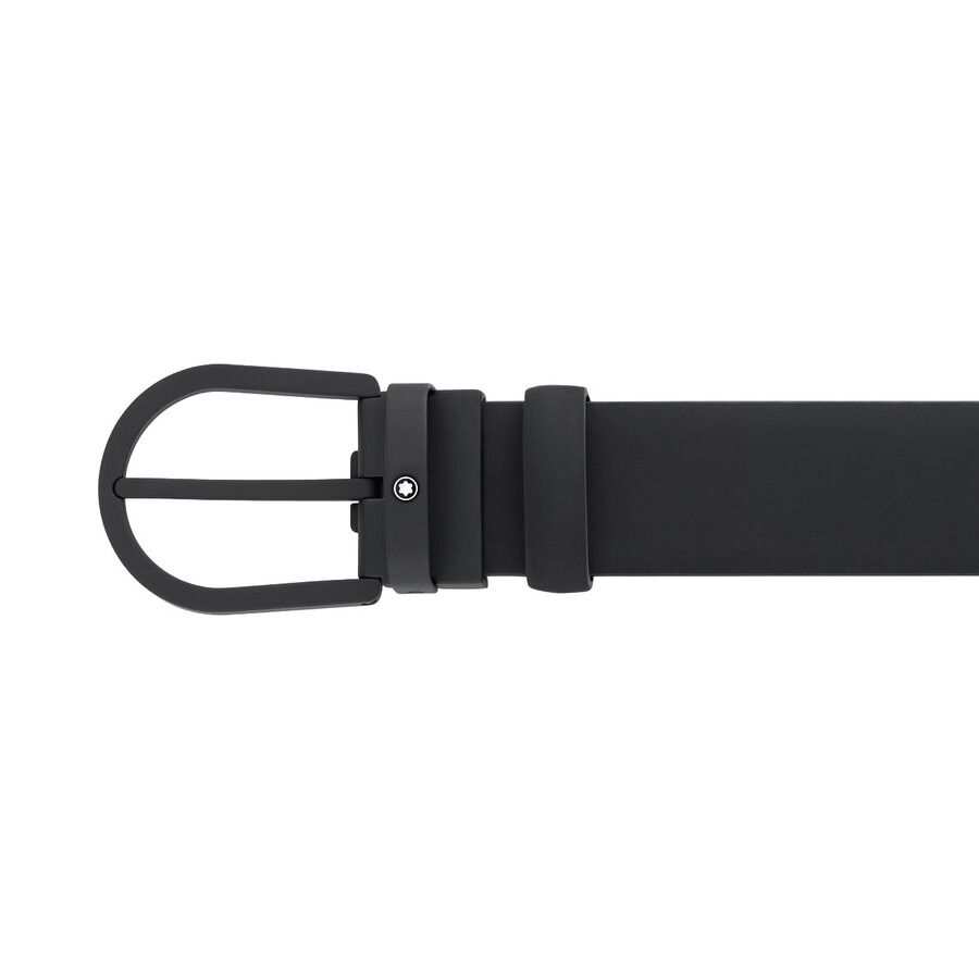 Montblanc Black Leather Horseshoe Buckle Belt - 2