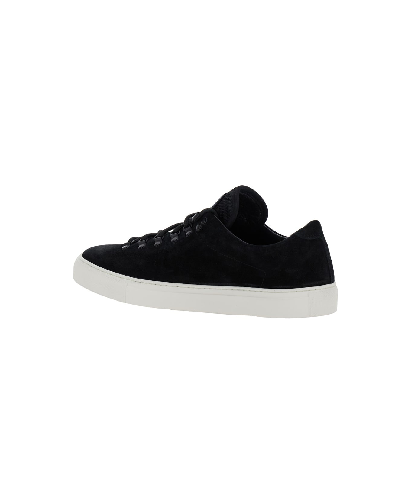 Black Low Top Sneakers With Logo Patch On The Tongue In Suede Man - 3