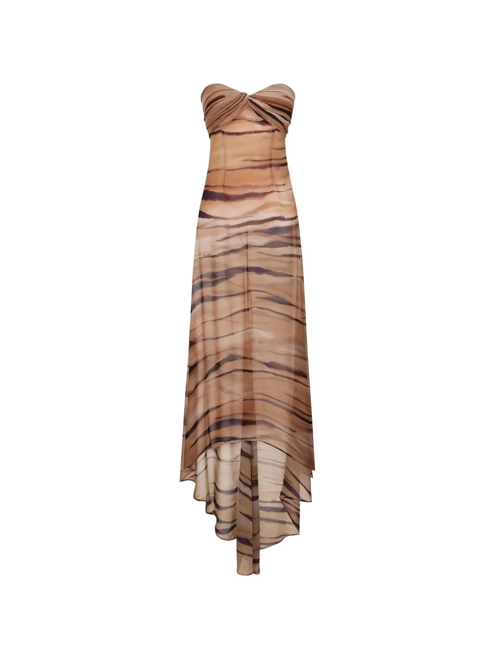 strapless tiger-print maxi dress - 1