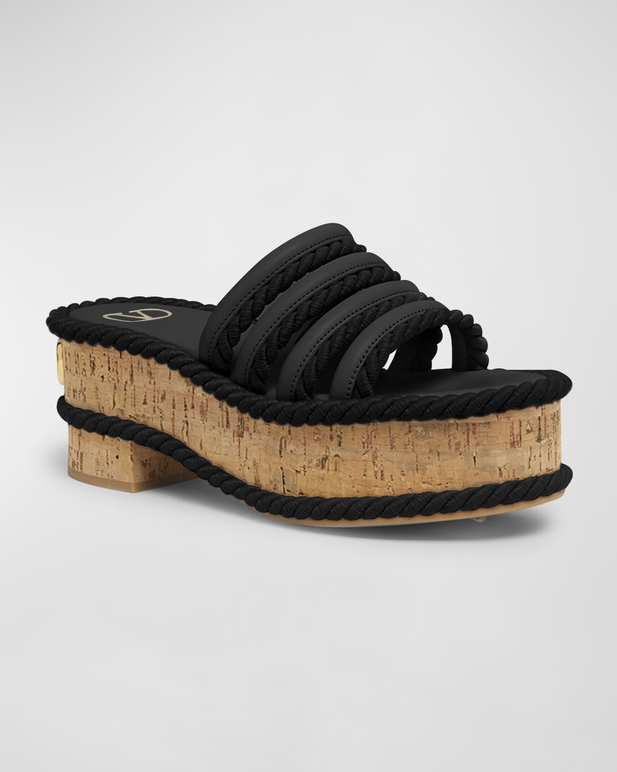 VLogo Leather Espadrille Platform Sandals - 3