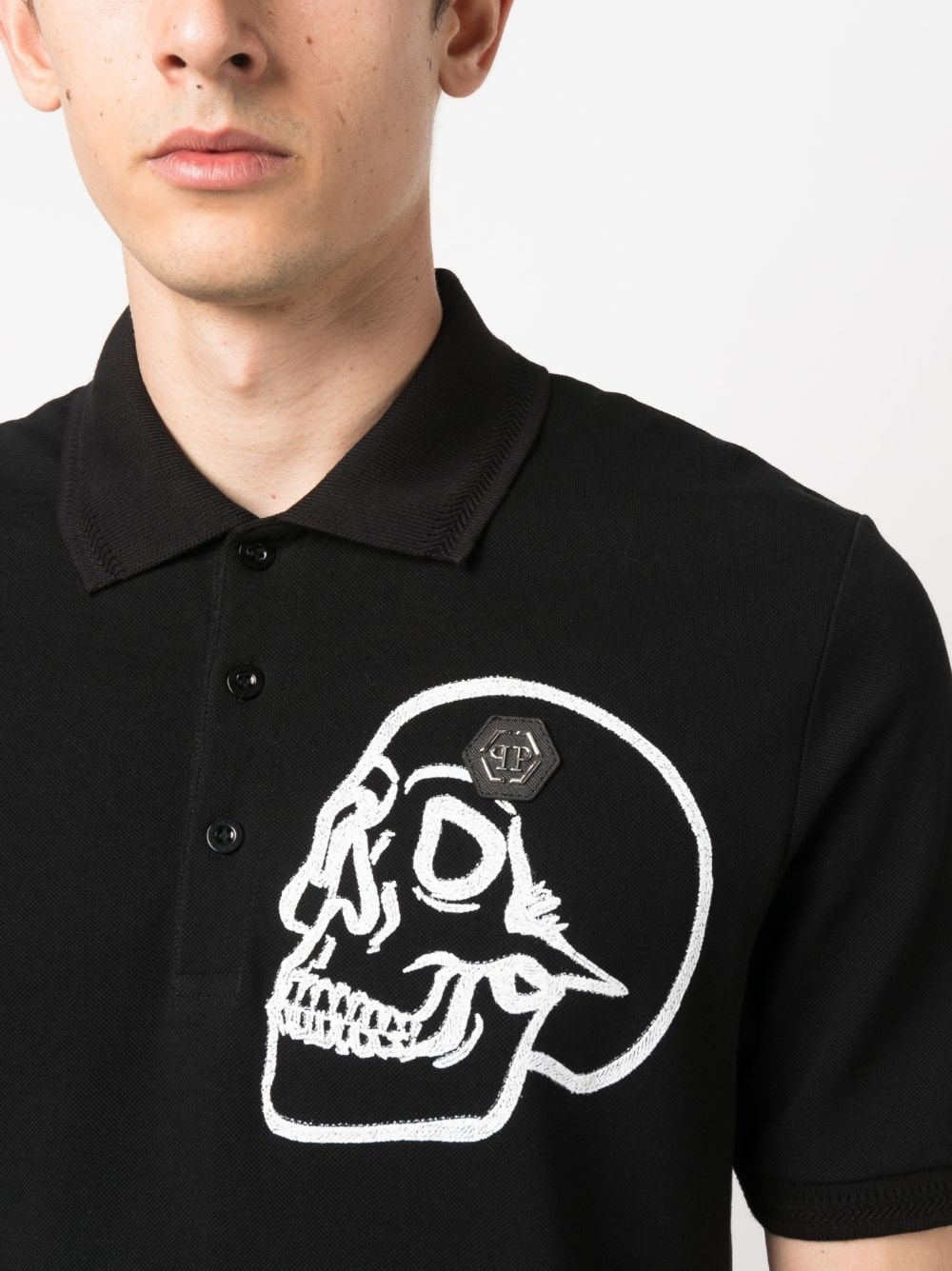 piqué skull-detail polo shirt - 5