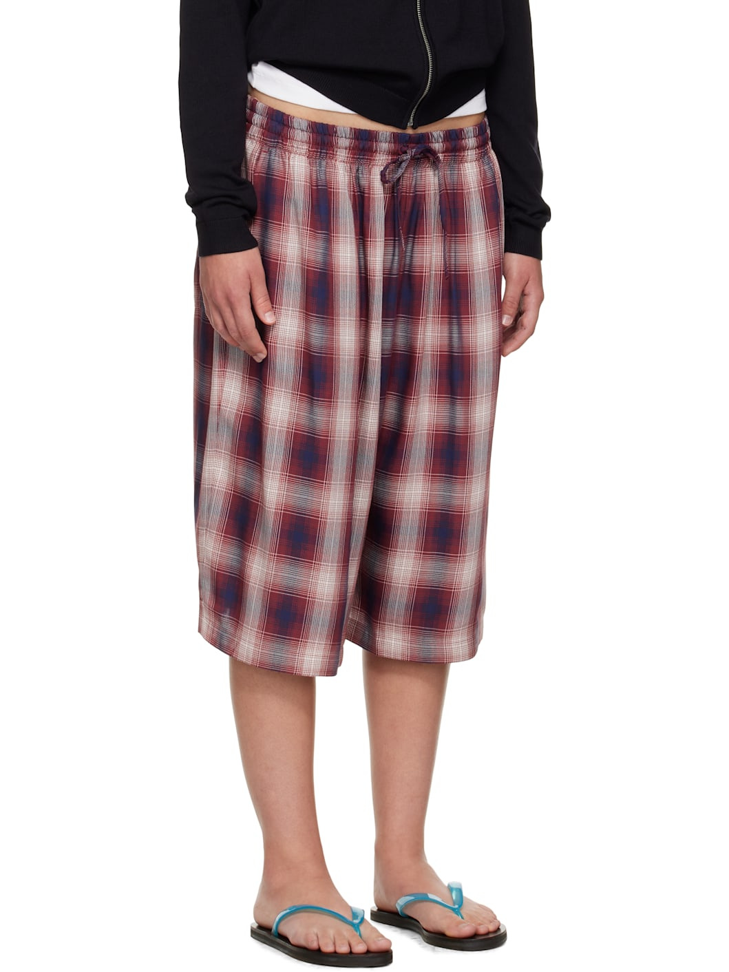 Red & Navy Check Shorts - 2