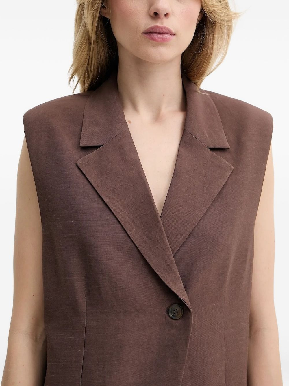 padded-shoulder sleeveless blazer - 5