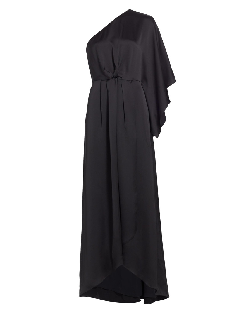 Women's Simone Knot-Front Satin Gown - Black 1
