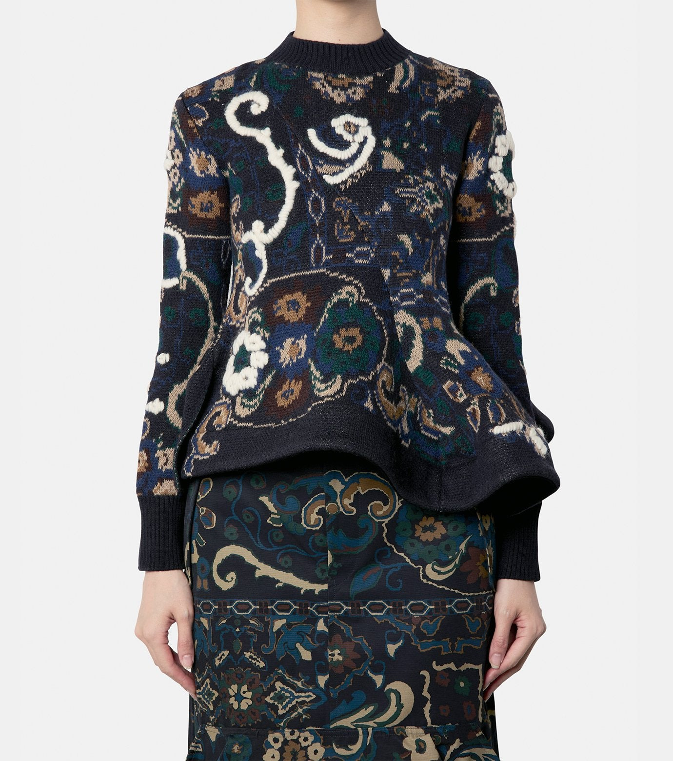 Floral Jacquard Knit Pullover - 2