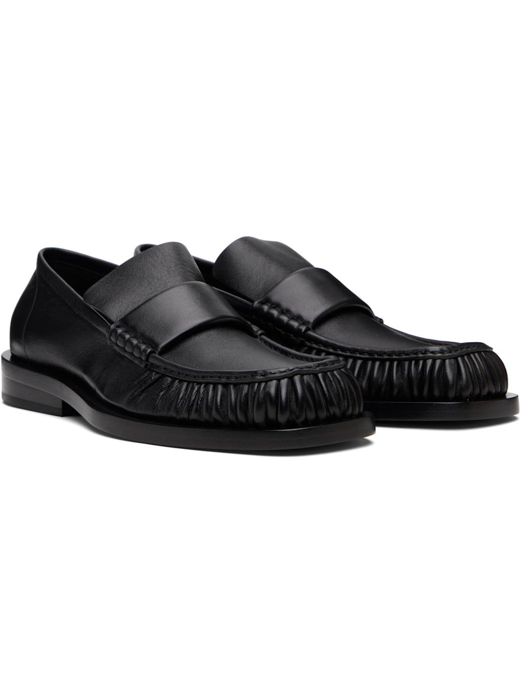 Black Square Toe Loafers - 4