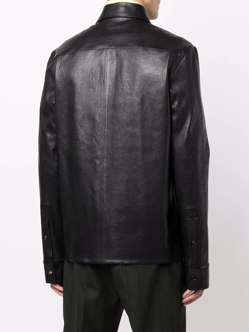 long-sleeve leather shirt - 4