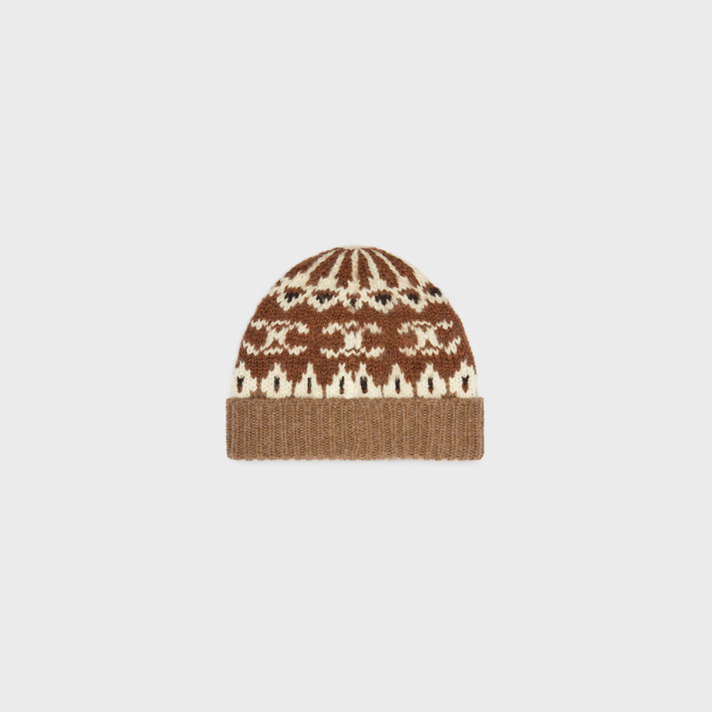 CELINE beanie in triomphe fair isle wool outlook