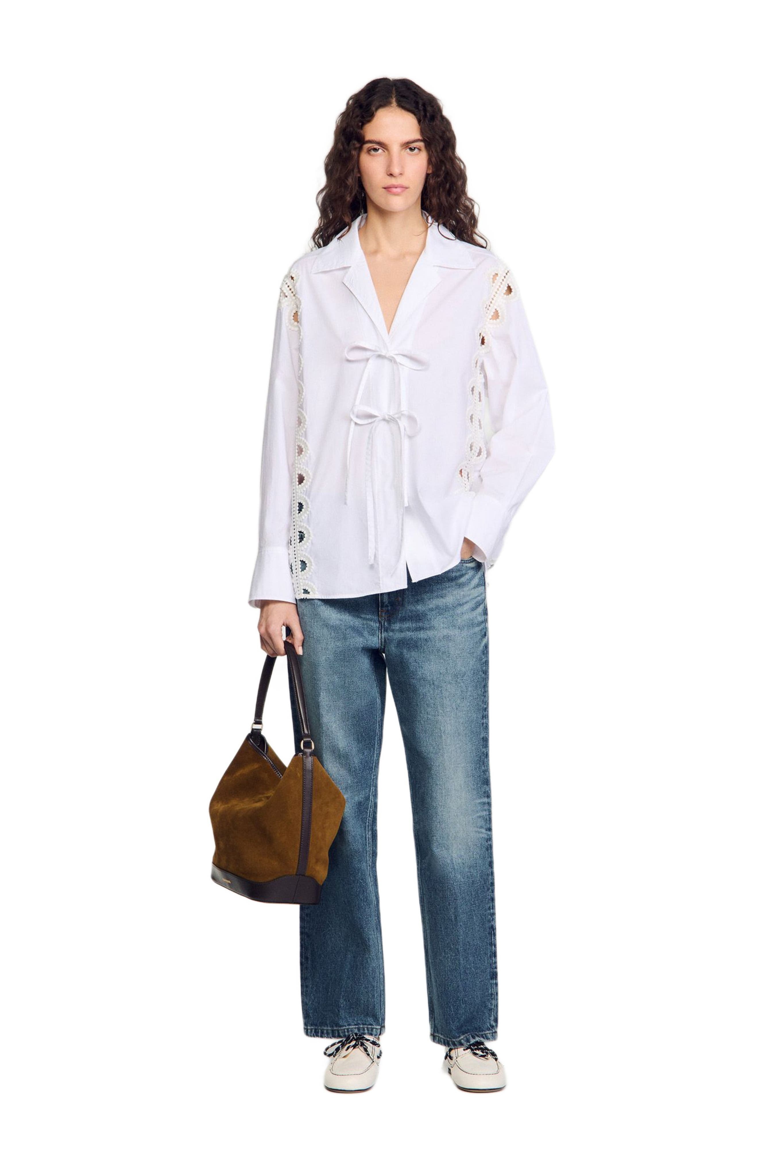 SANDRO Suede and leather bucket bag TANGOSO in Camel at Nordstrom - 6